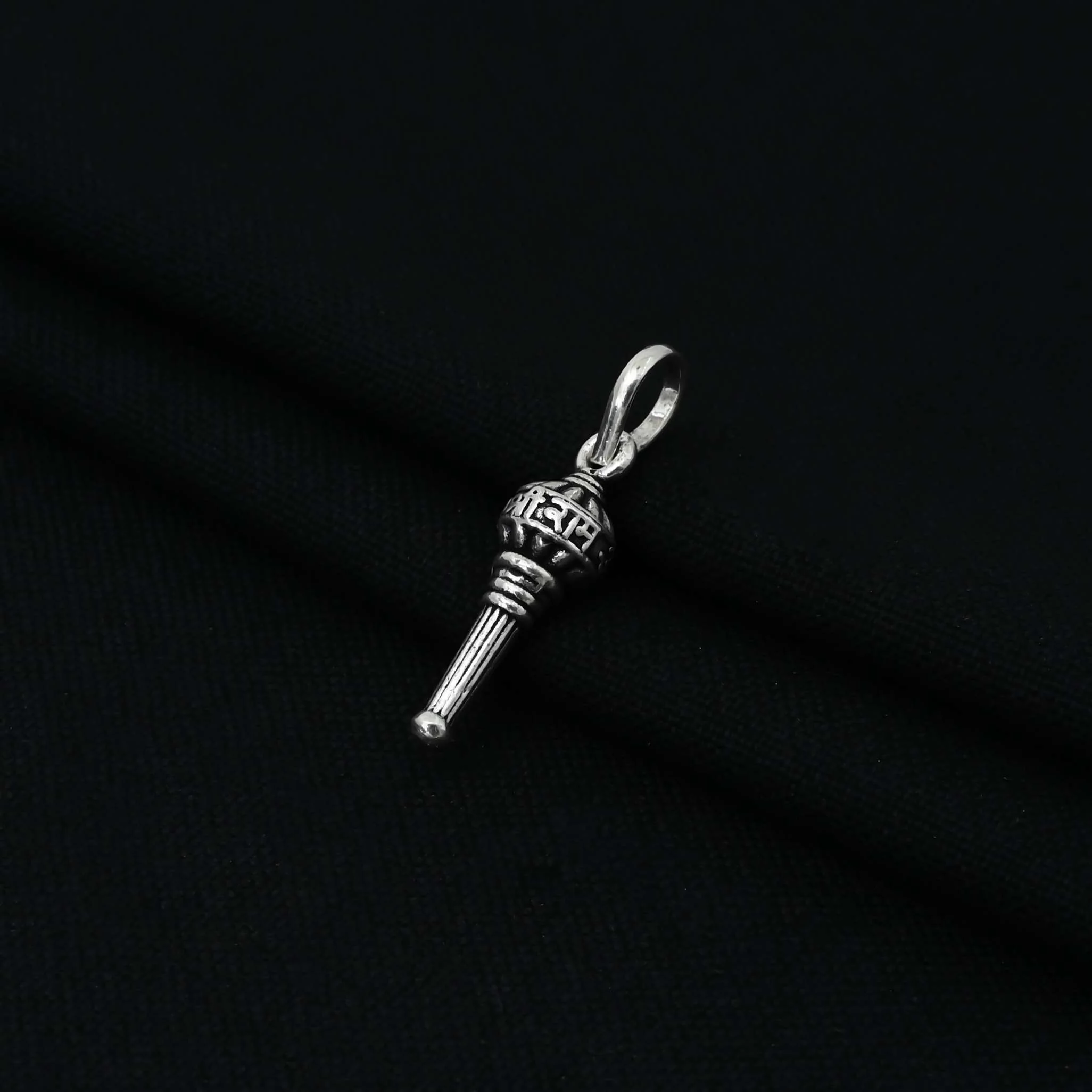 Silver Written Shree Ram Hanuman Ji Gada Pendant - Image 3