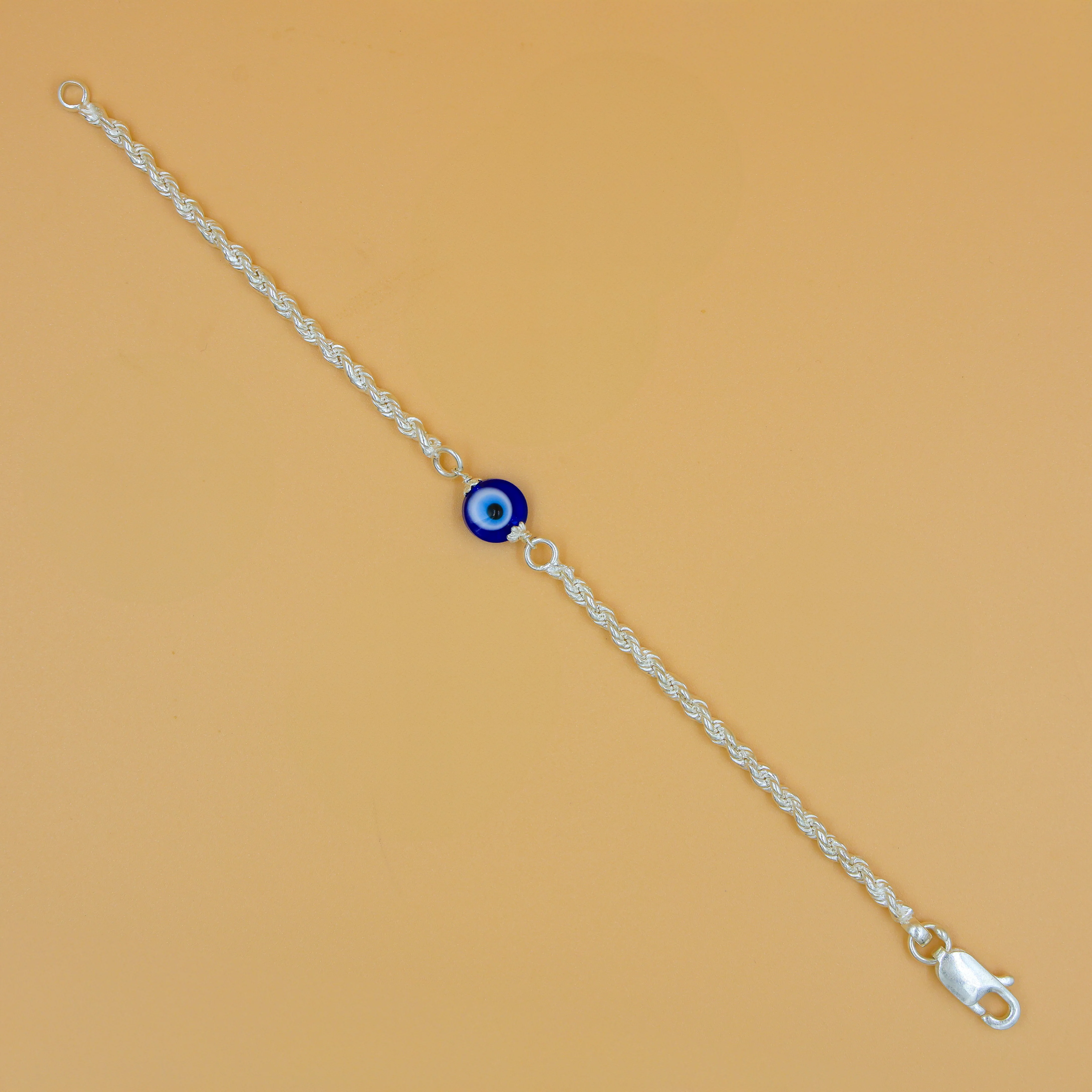 Sleek Chain Evil Eye Silver Bracelet - Image 7