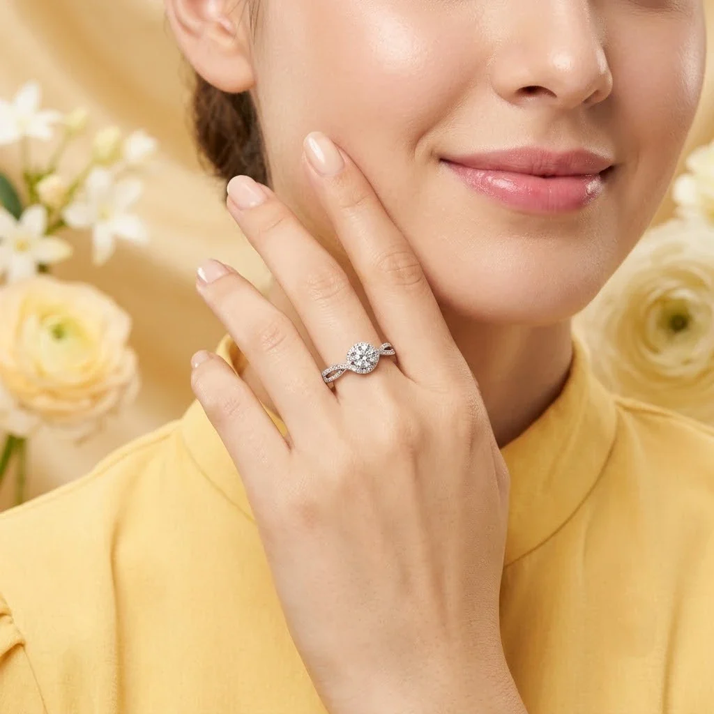 Sparkling Round Cut Crystal Adjustable Fashion Ring - Image 2