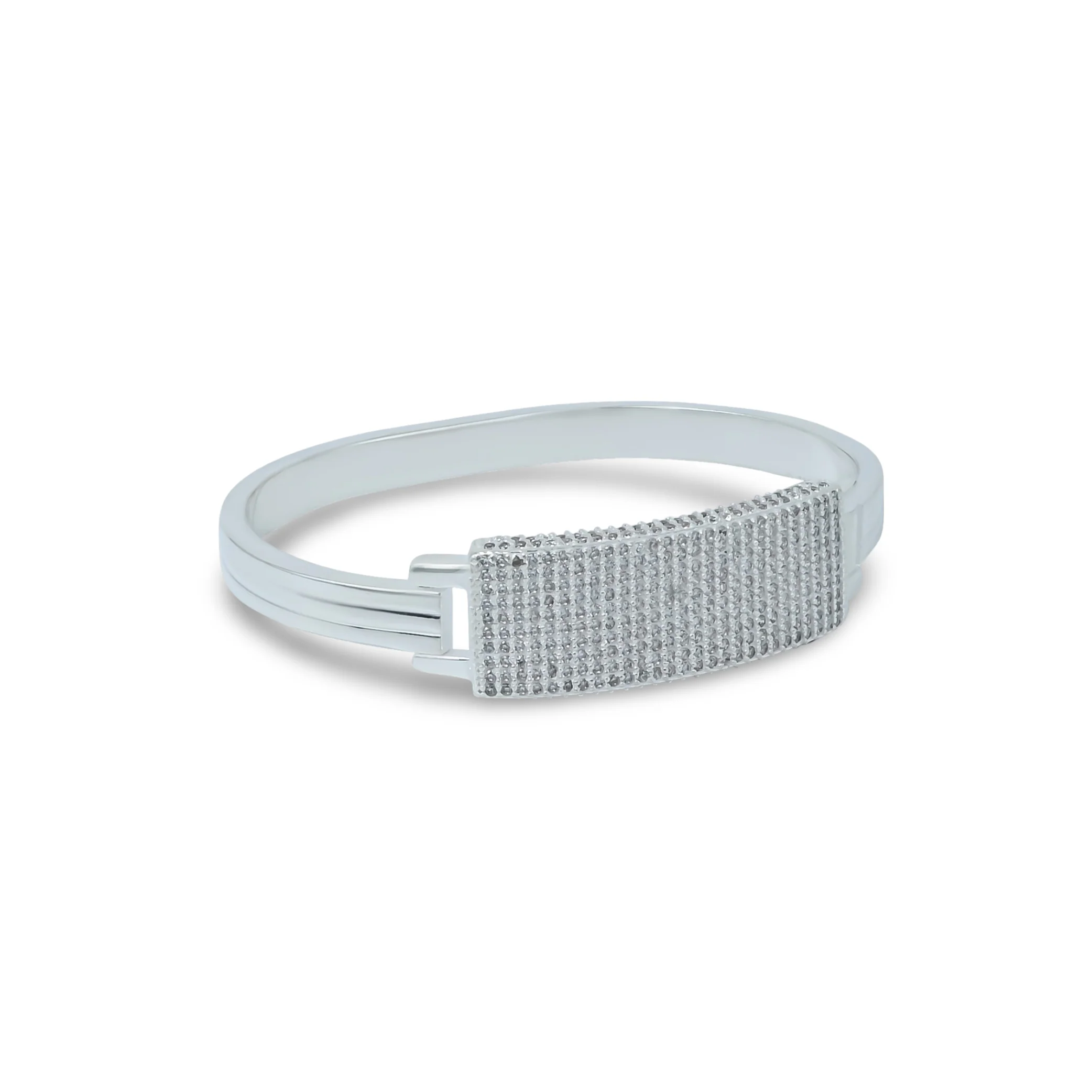 Sparkling Silver Kada with Full Crystal Embellishment - Image 3