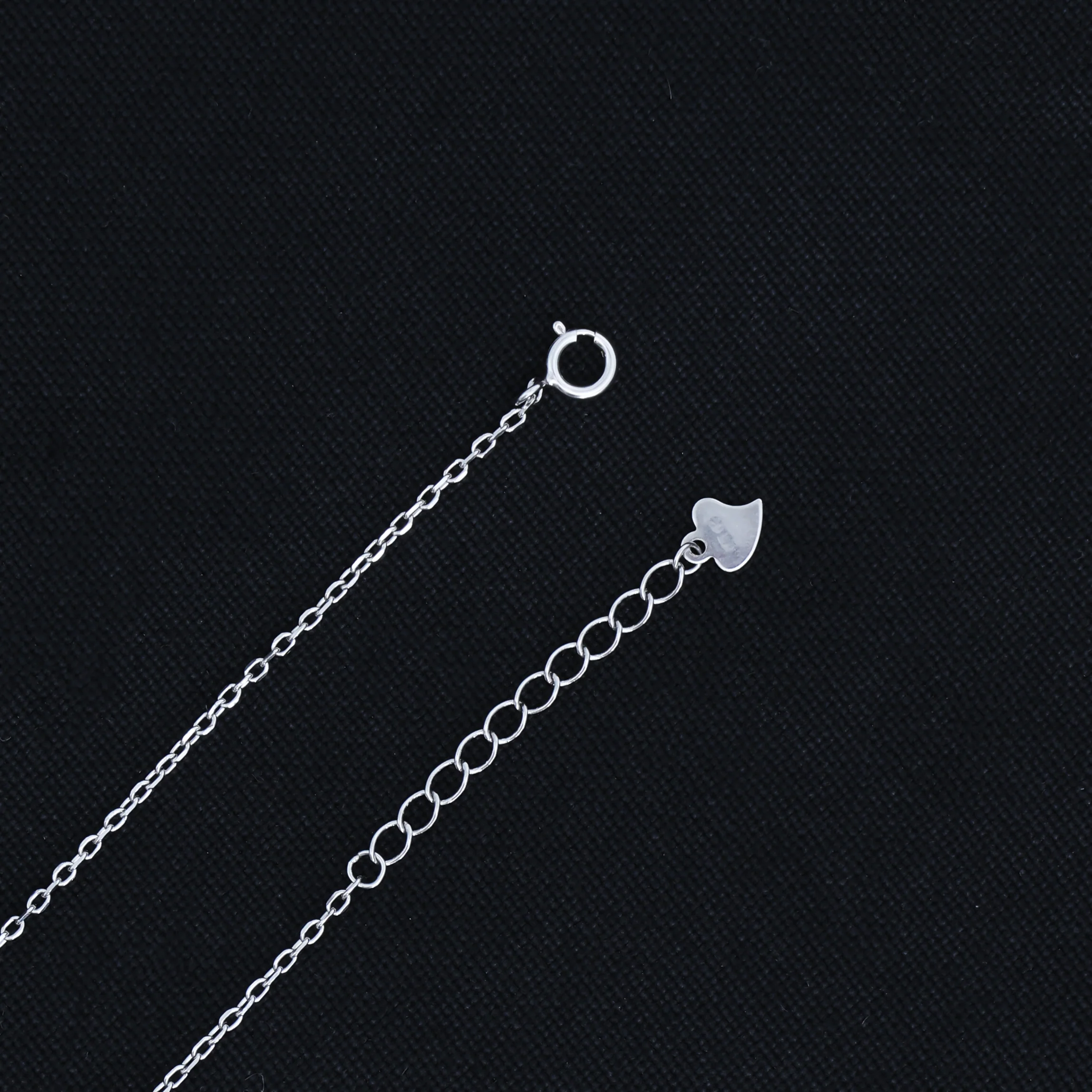 Sterling Silver Black Heart Design Chain Pendant - Image 3