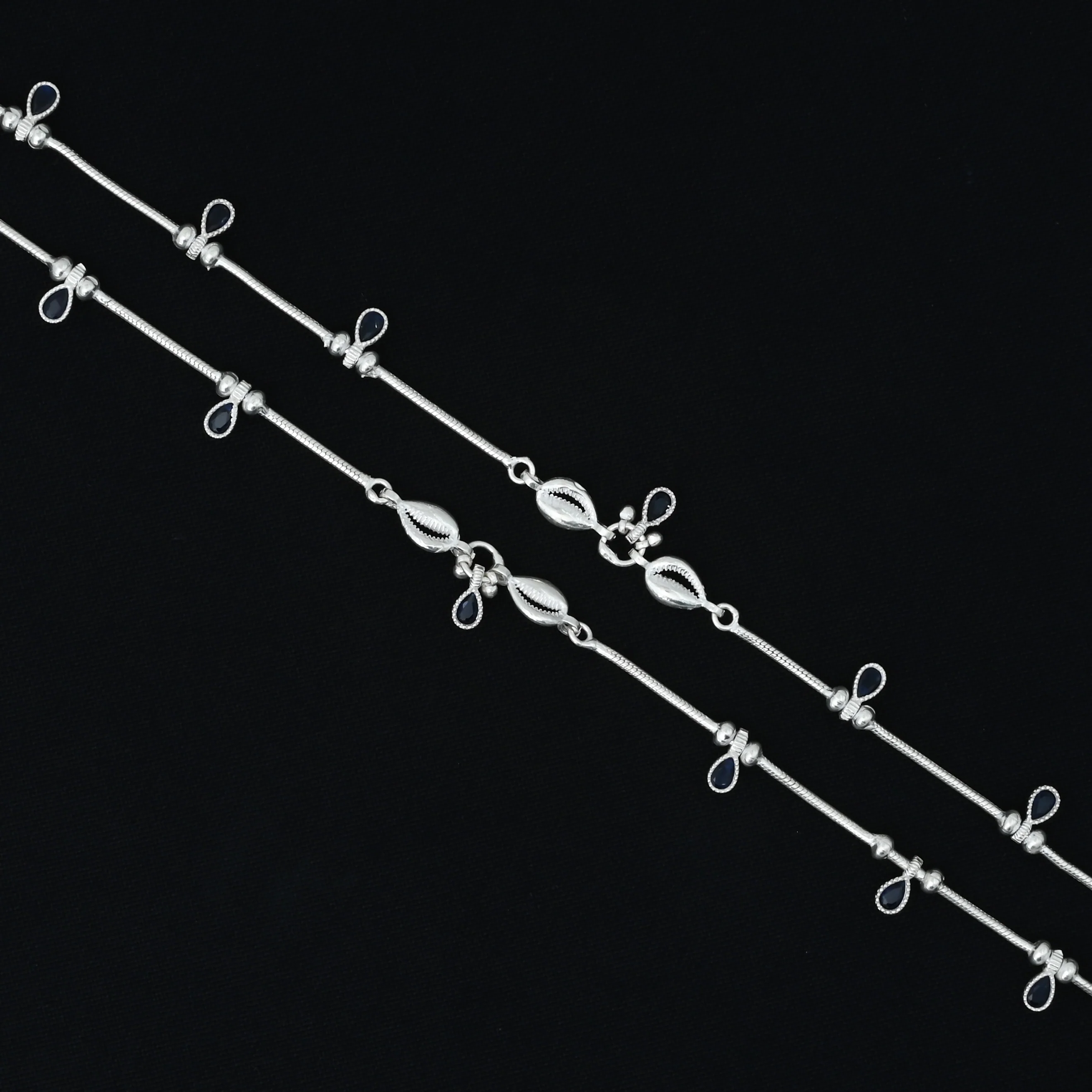 Sterling Silver Blue Stone Designer Payal - Image 5