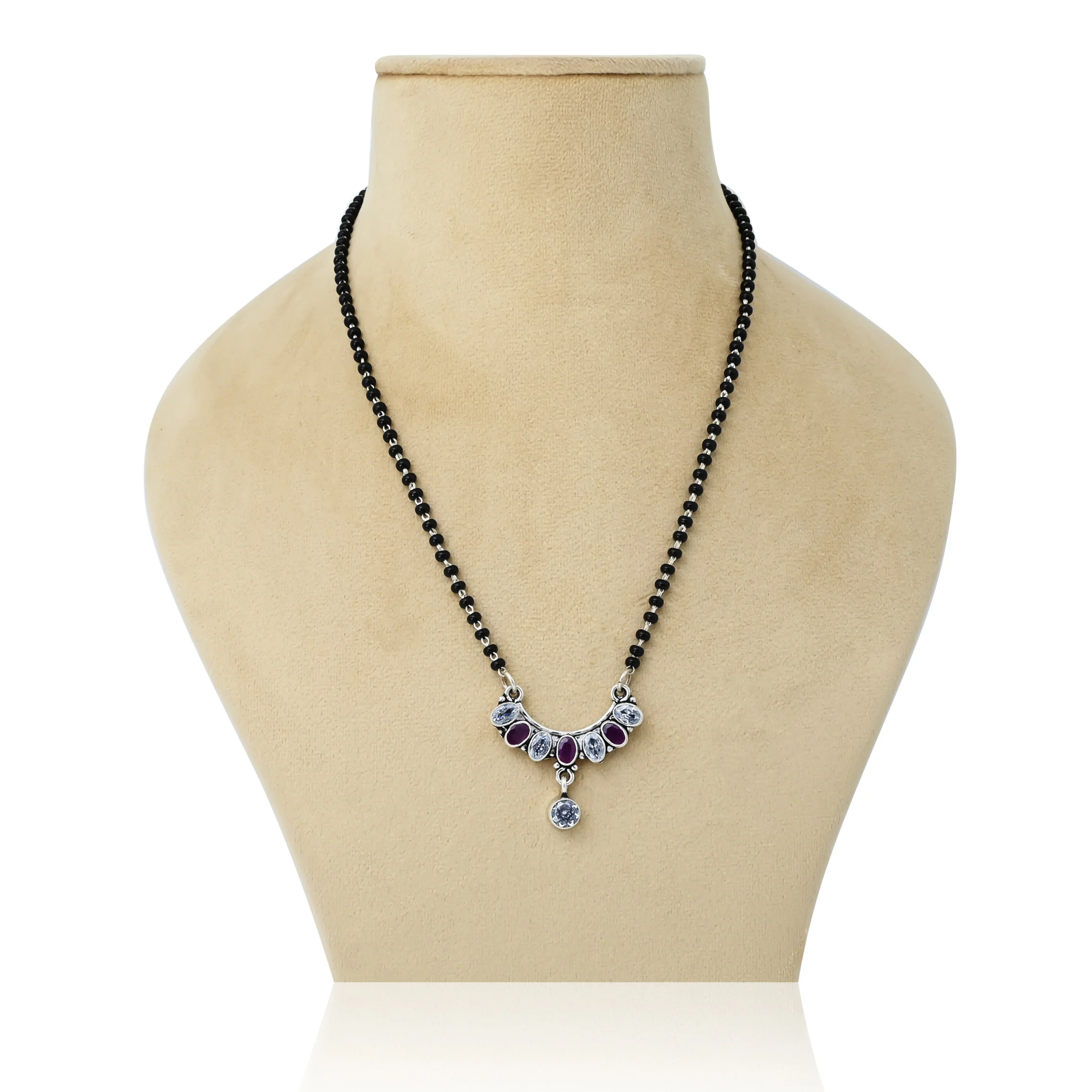 Sterling Silver Bow Purple Gemstone Mangalsutra - Image 5