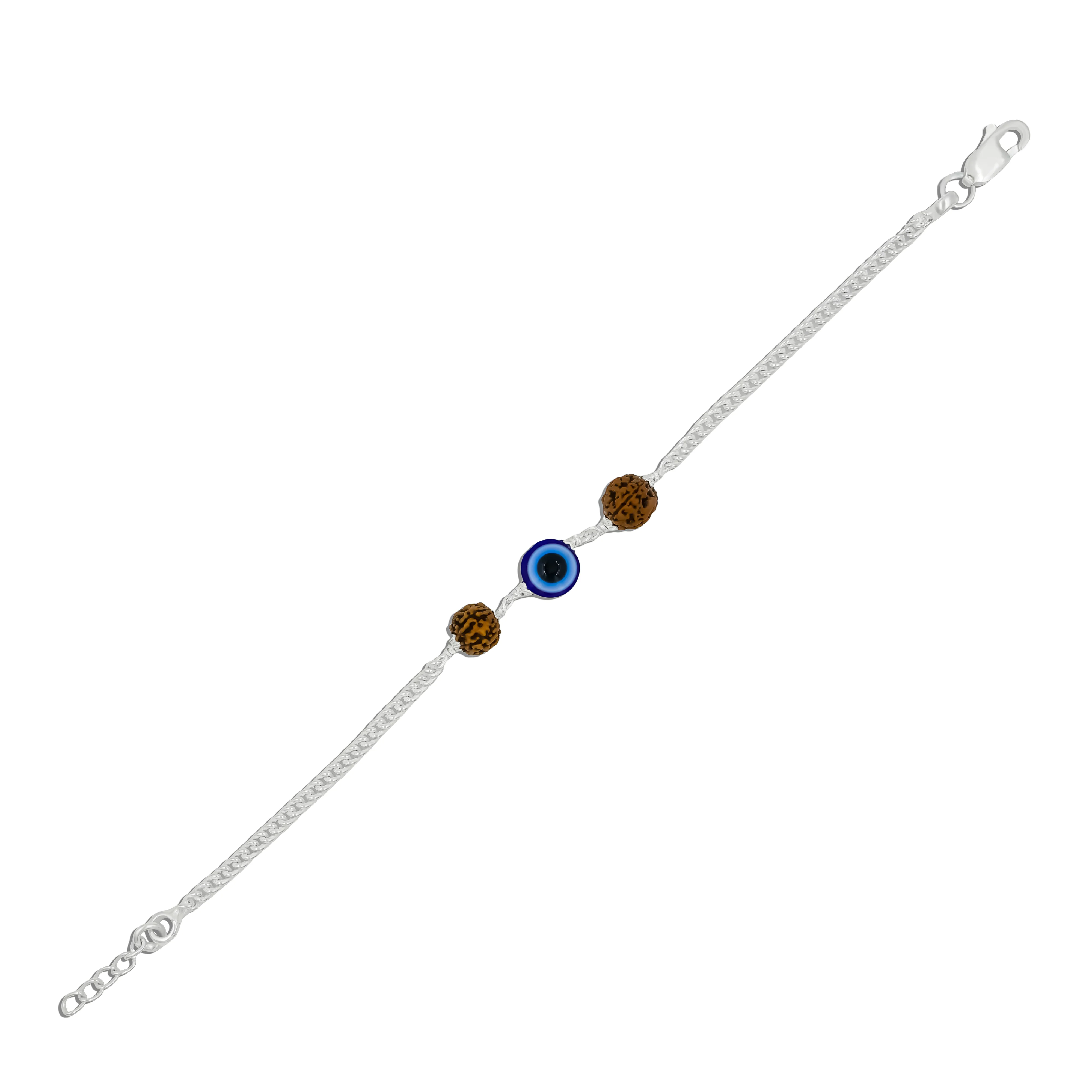 Sterling Silver Evil Eye Bracelet with Rudraksha - Image 3
