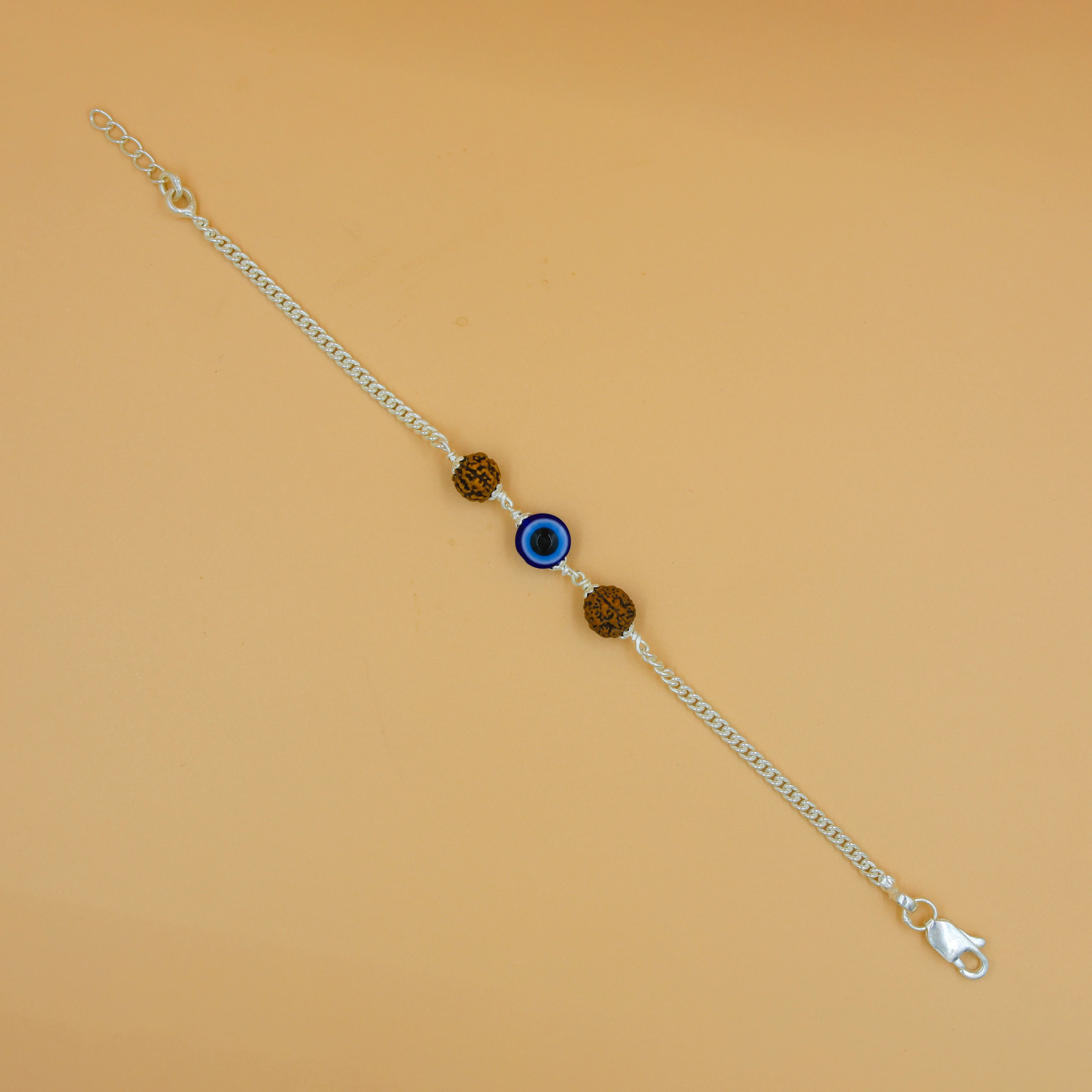 Sterling Silver Evil Eye Bracelet with Rudraksha - Image 4