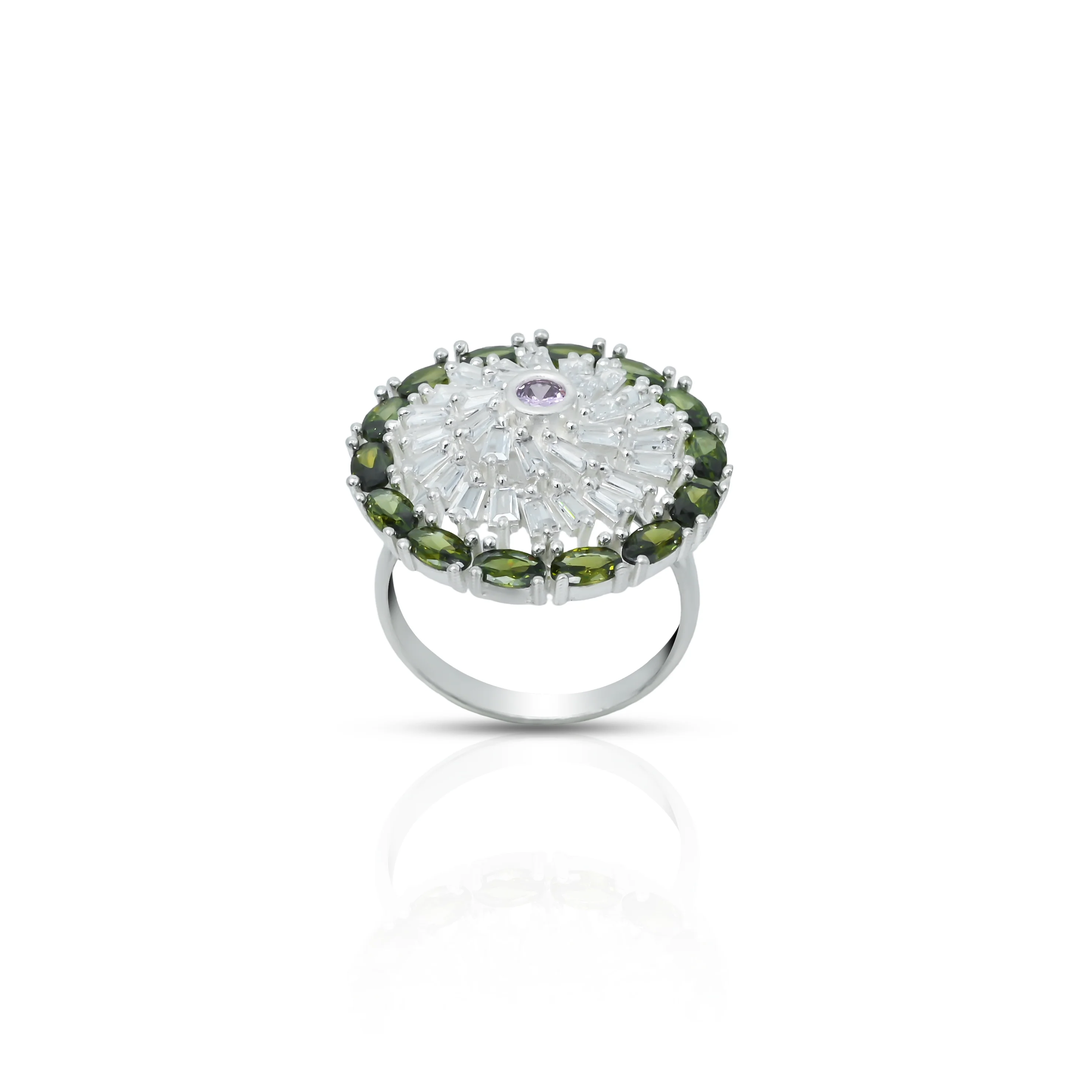 Sterling Silver Green Stone Ring For Girl's - Image 3