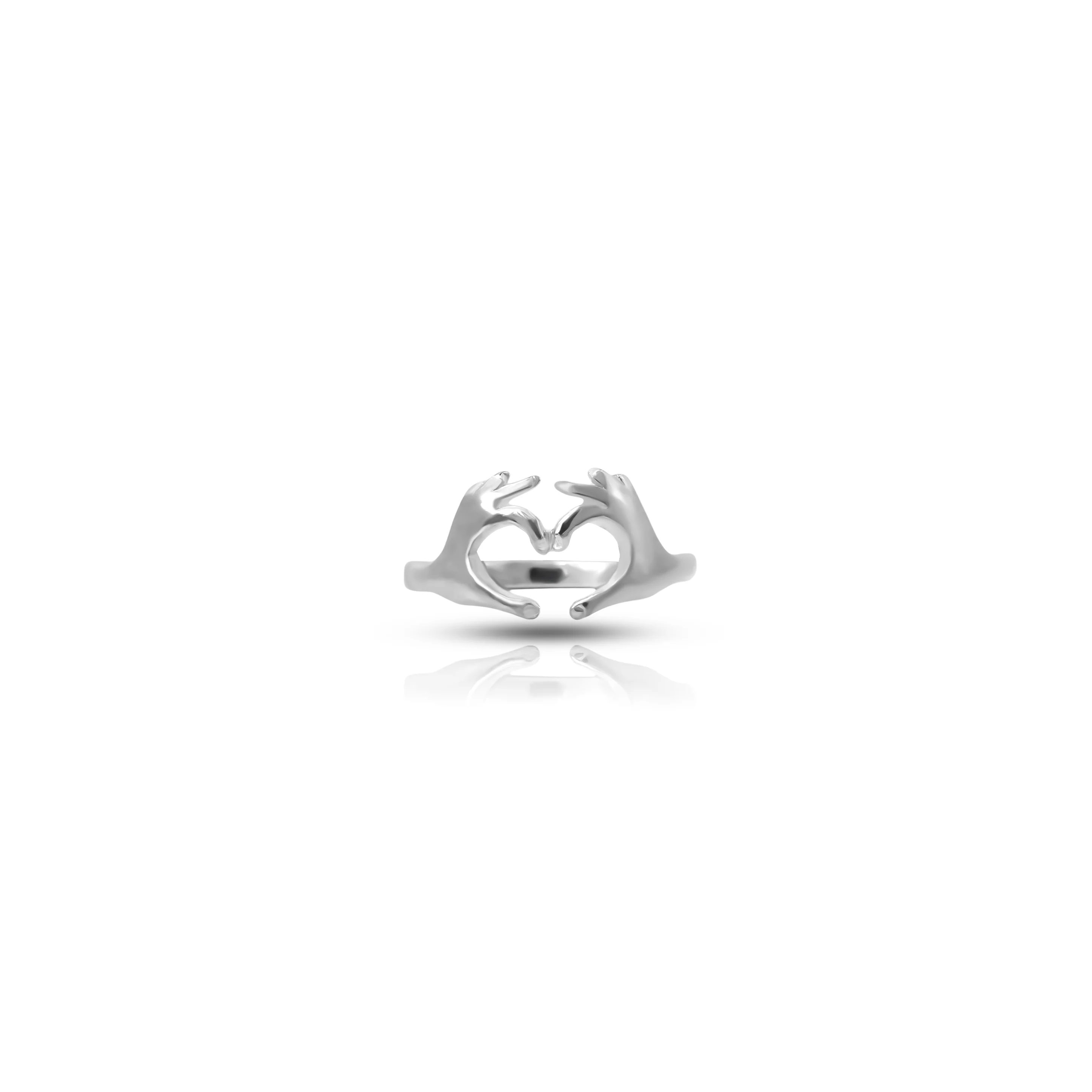Sterling Silver Love Heart Hand Ring - Image 2