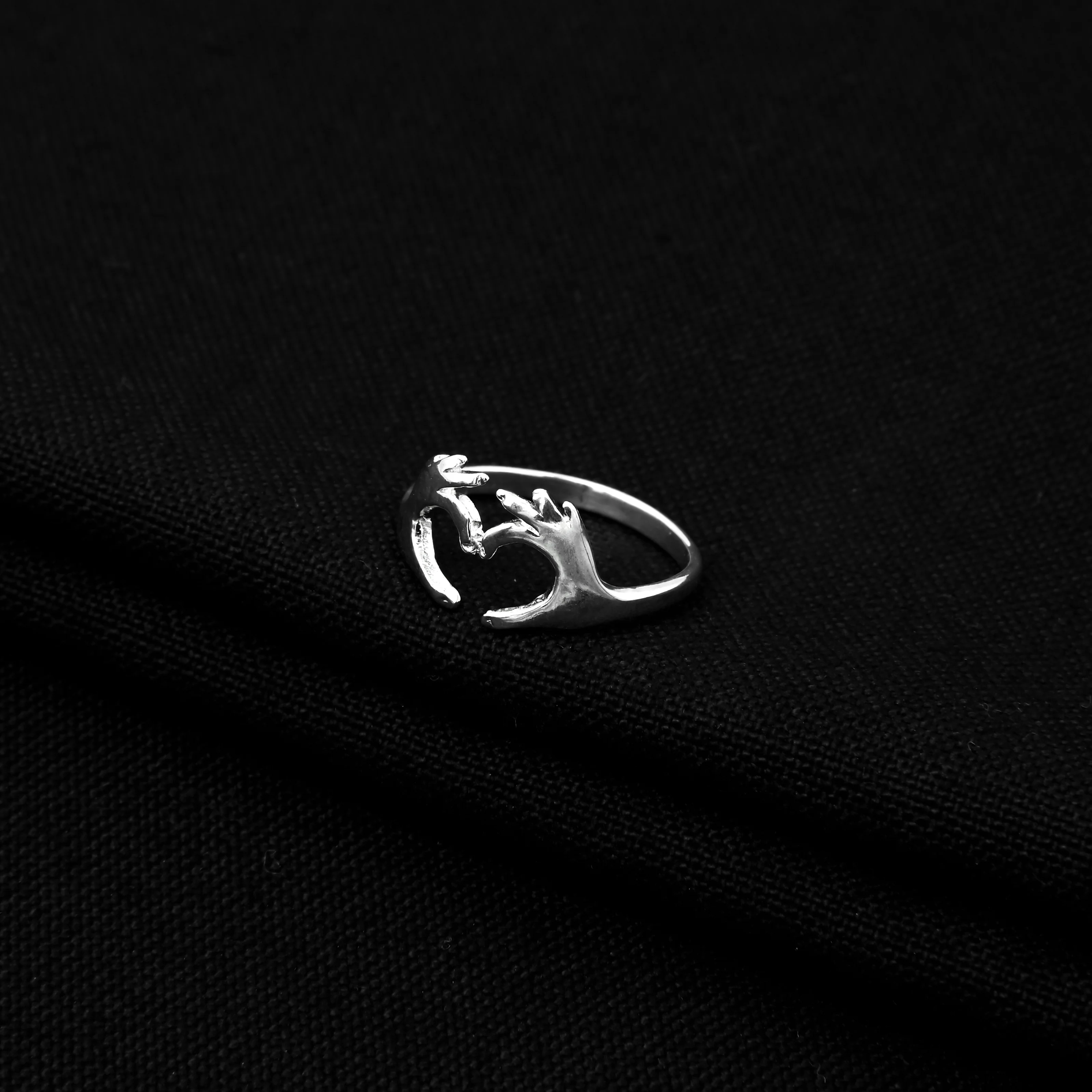 Sterling Silver Love Heart Hand Ring - Image 4