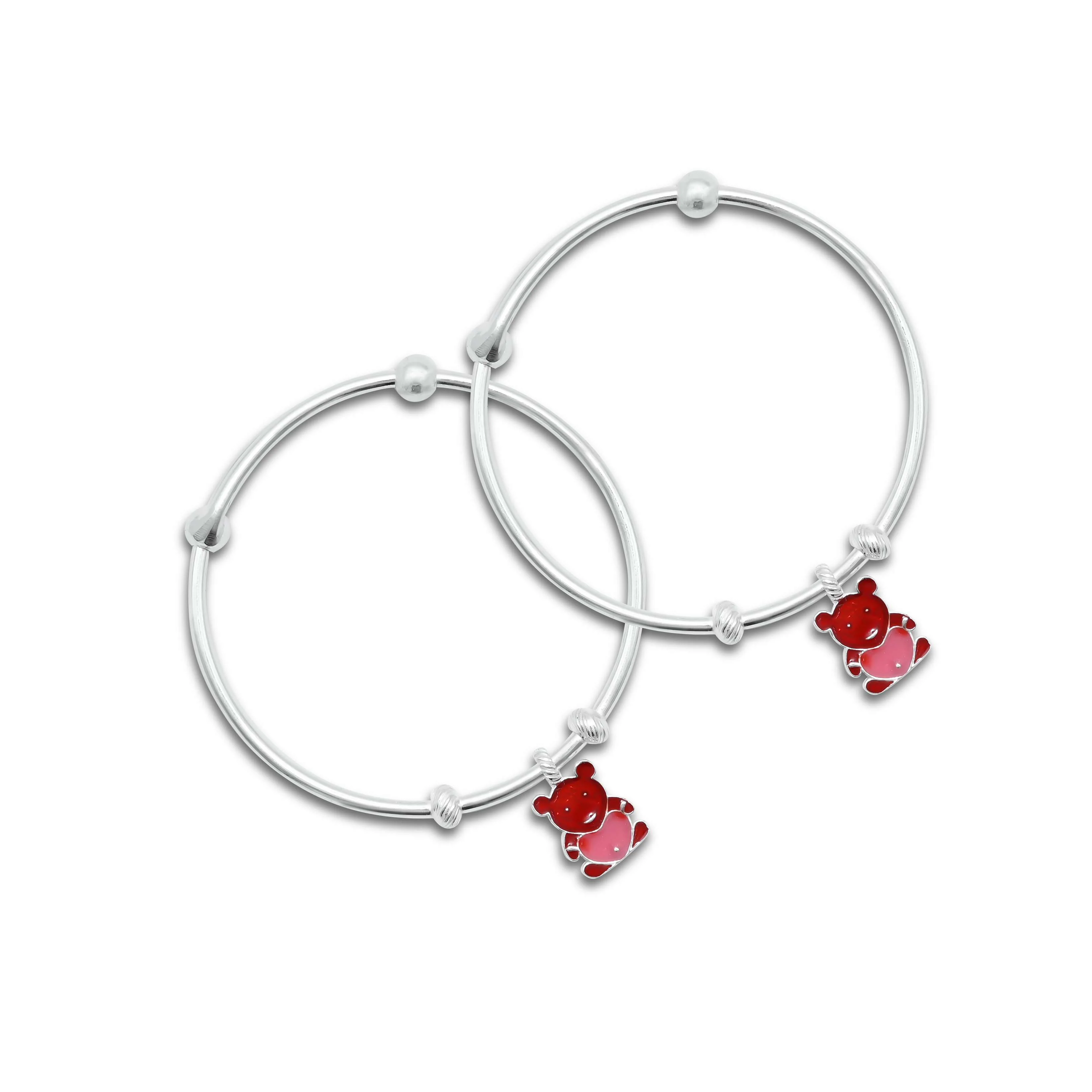 Sterling Silver Premium Red Teddy Bear Baby Kada - Image 3