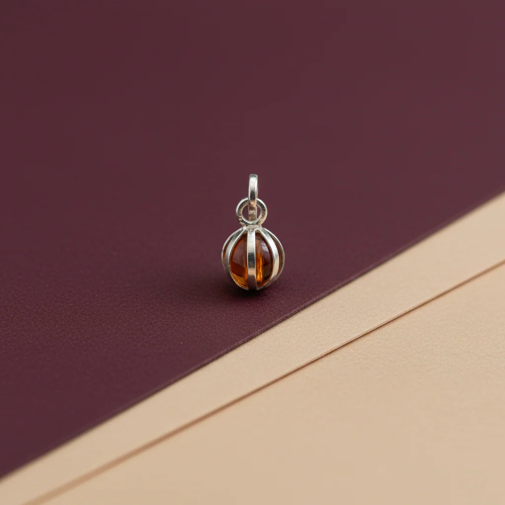 Sterling Silver Red Stone Cage Pendant - Image 4