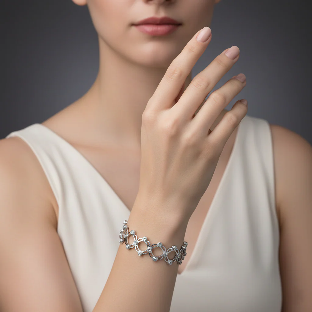 Sterling Silver Two in One Ring Cum Kada - Image 4