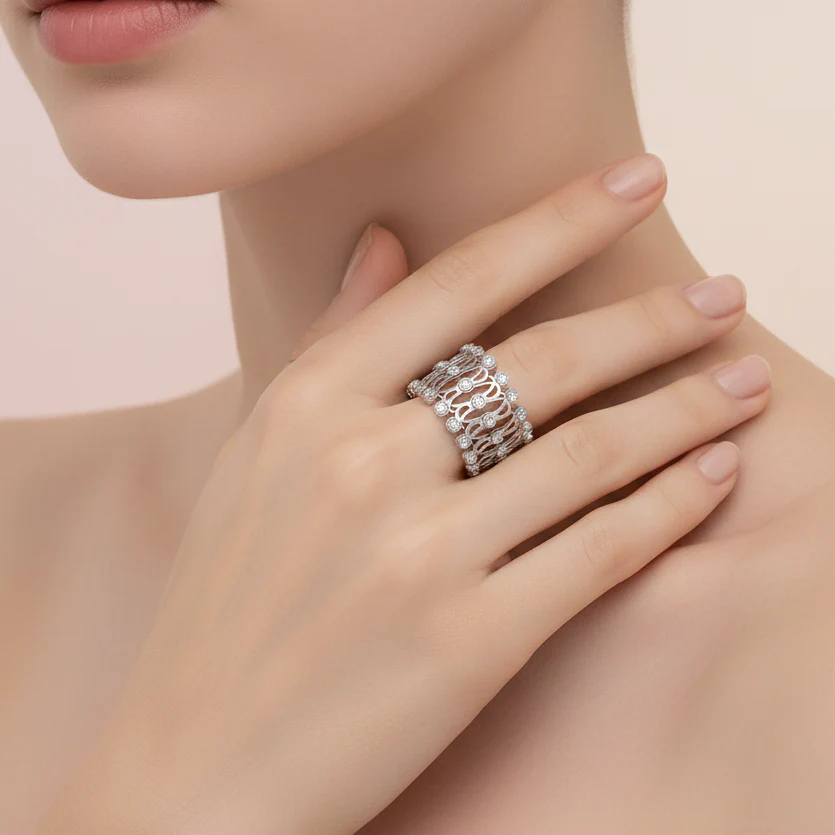 Sterling Silver Two in One Ring Cum Kada - Image 5