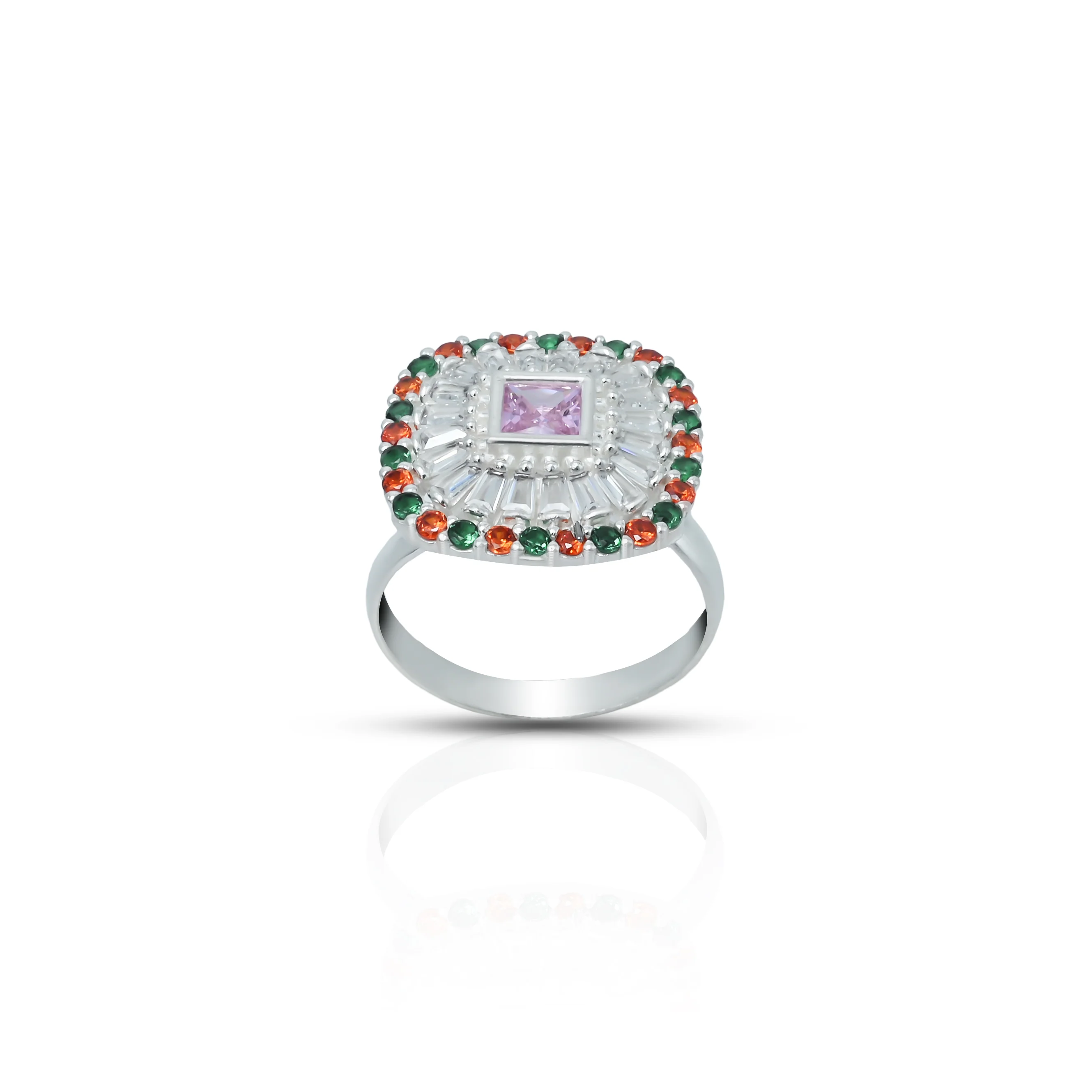 Sterling Silver Ring with Purple Stone at Center - Image 2