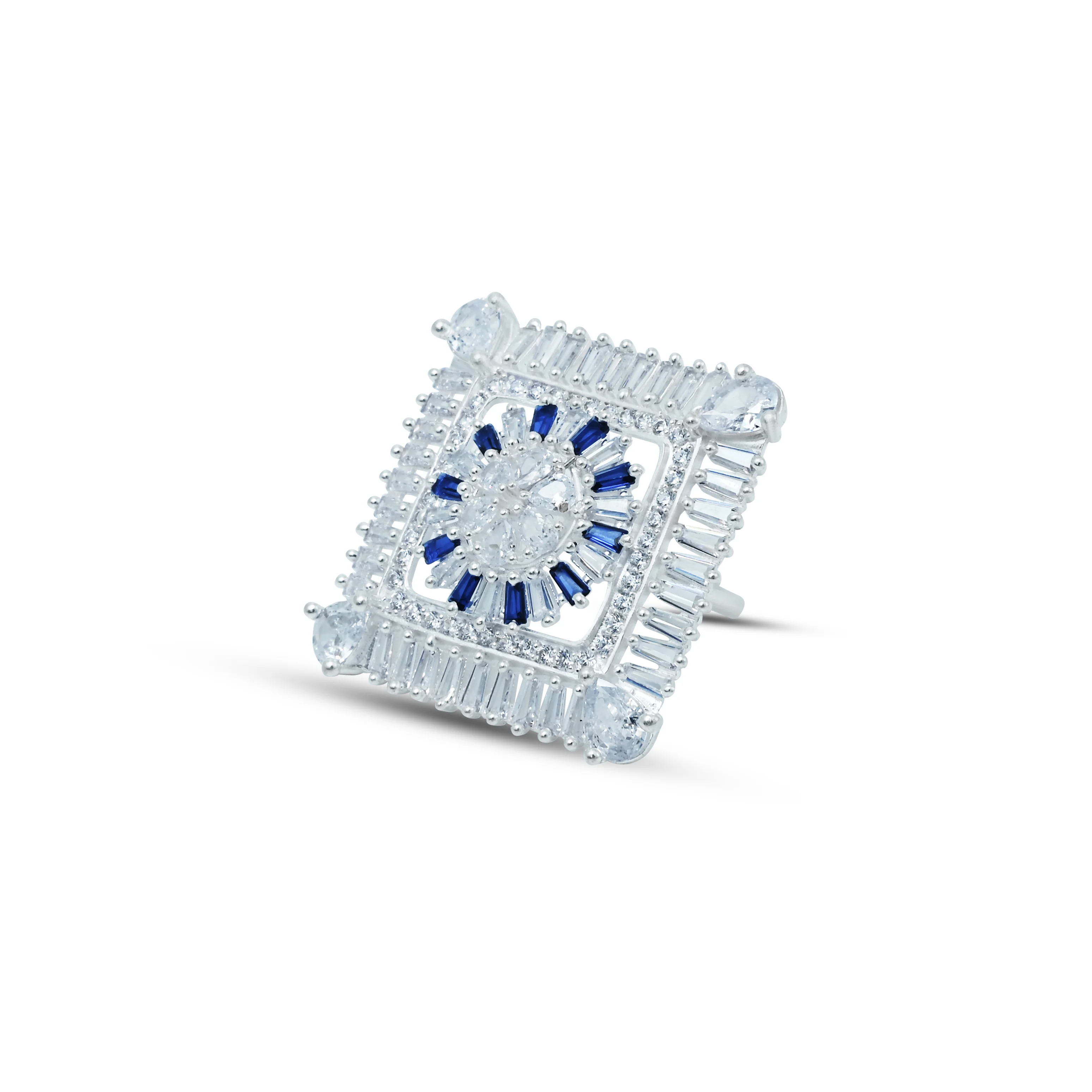 Sterling Silver Square Ring with Multiple Stones - Image 3