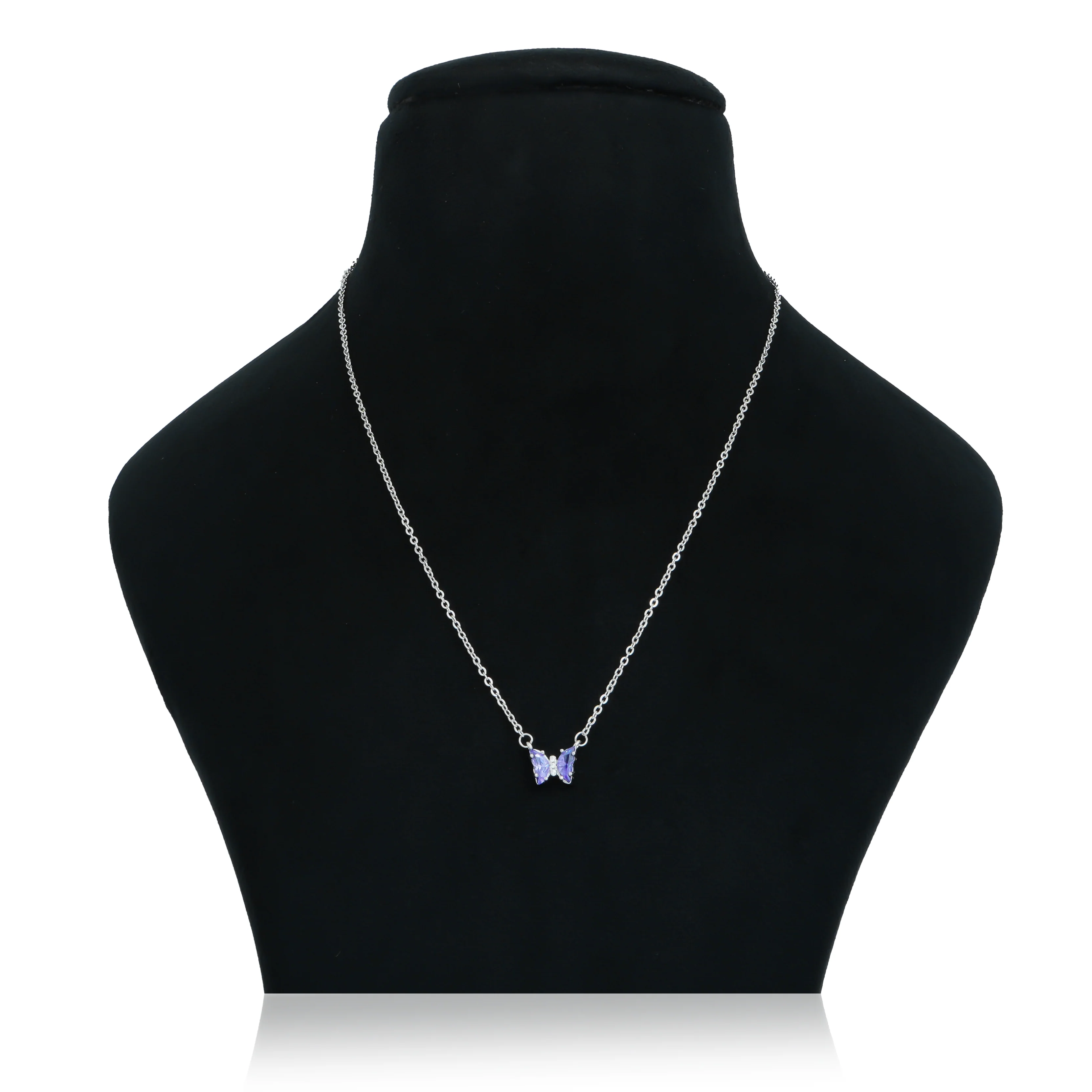 Sterling Sliver Chain Blue Butterfly Pendant - Image 5