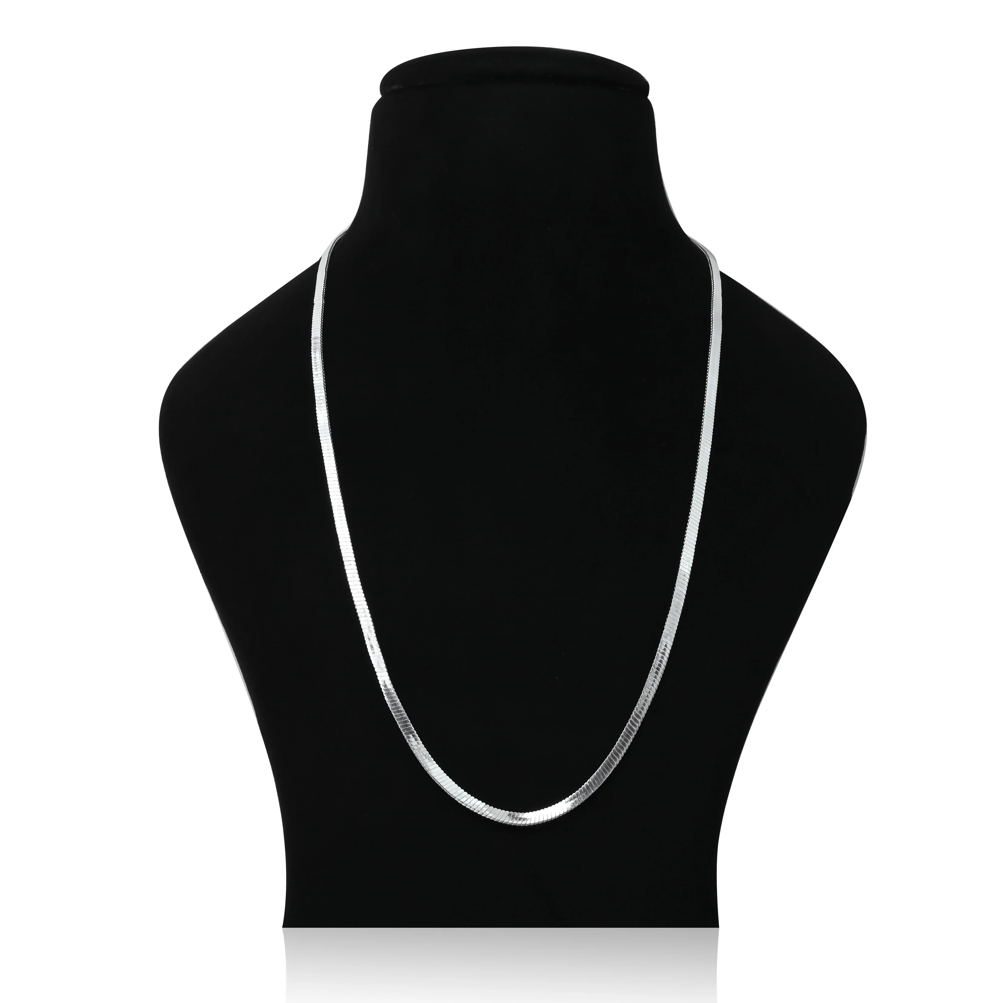 Sturdy Flat Snake Design Silver Chain for Boys - Image 2