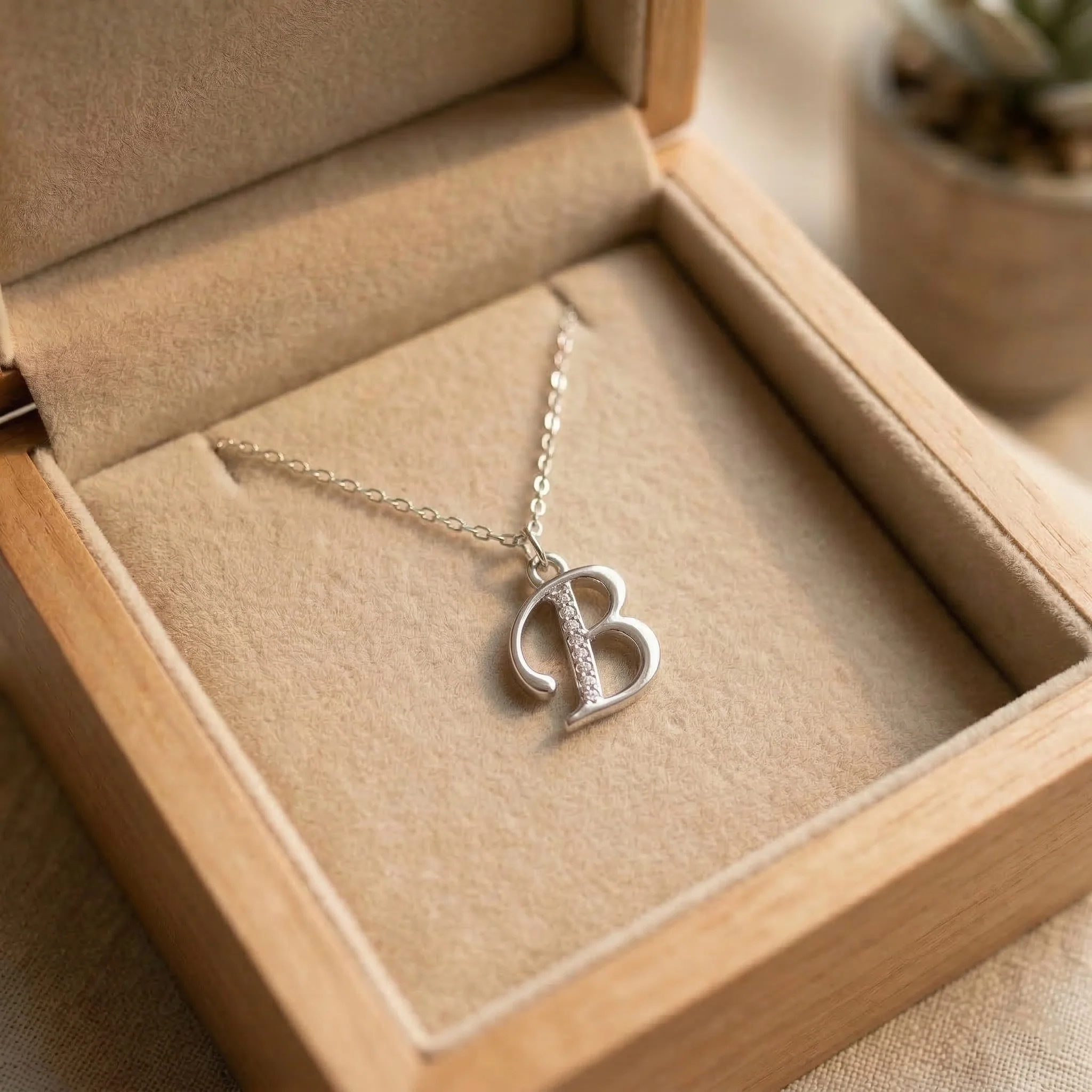 Stylish Alphabet Silver Pendant Necklace - Image 6