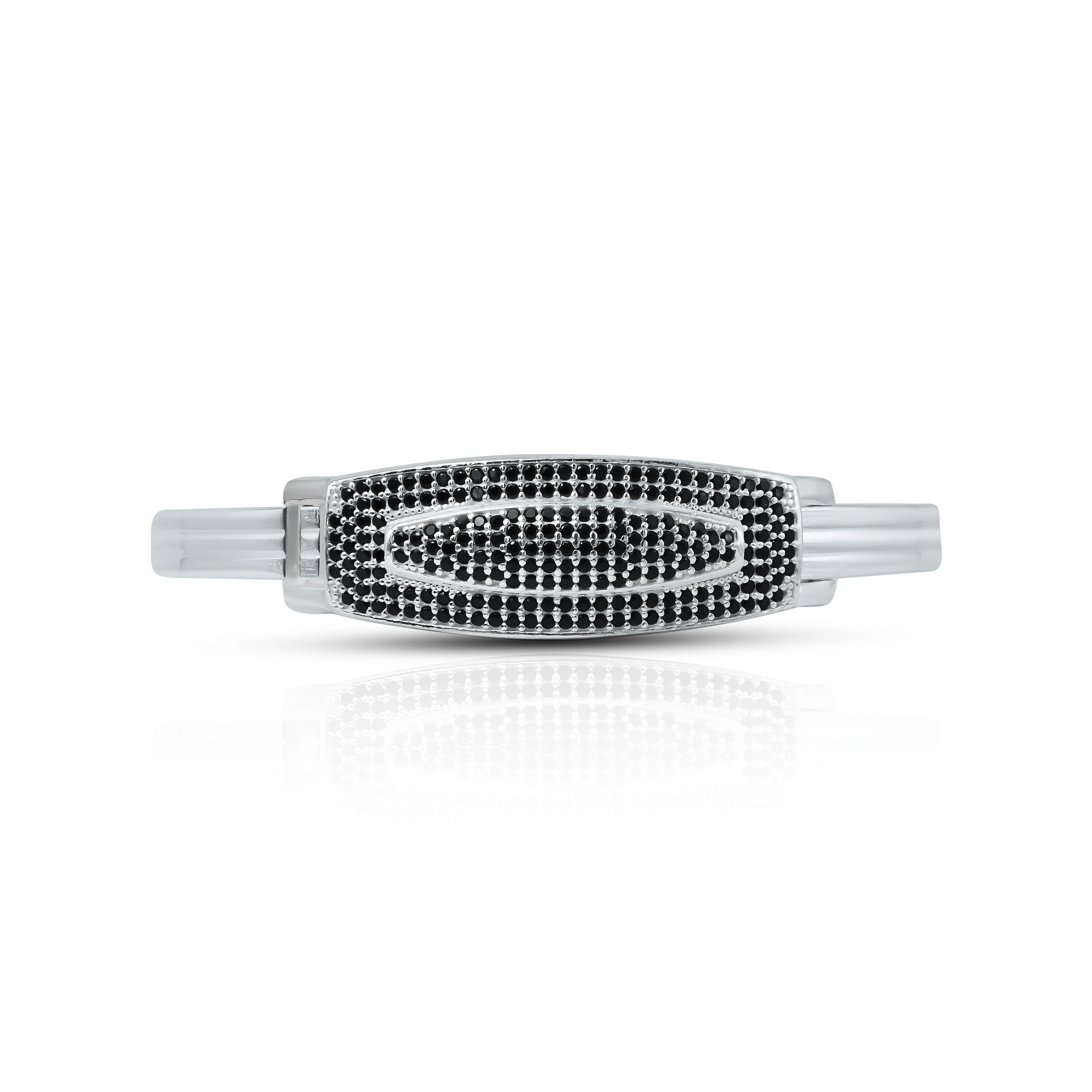 Stylish Black Stone Embedded Silver Kada - Image 2