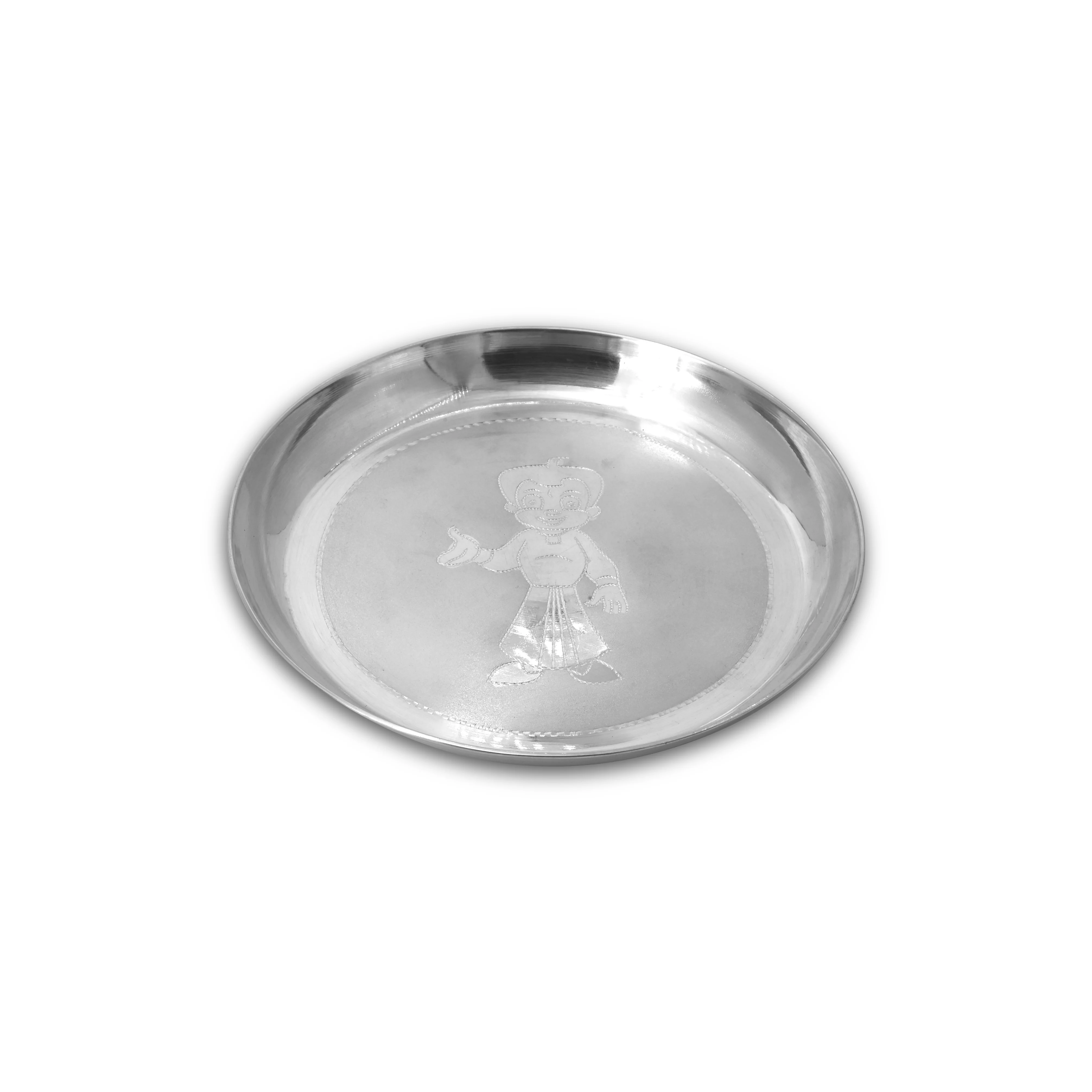 Stylish Silver Dinner Plate For Kids with Chota Bheem Design - Image 2