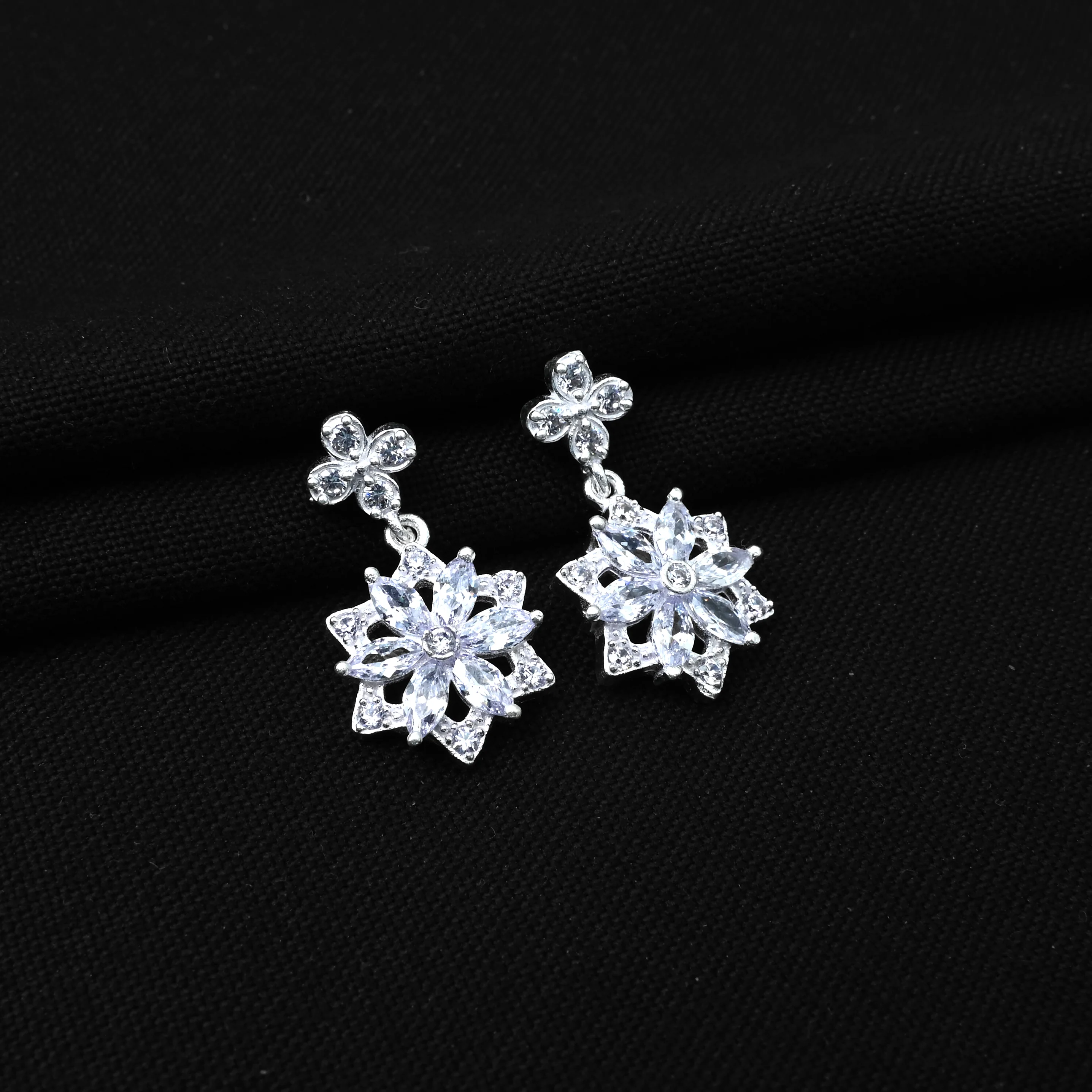 Stylish Silver Earrings with High-Quality Stones - Image 3