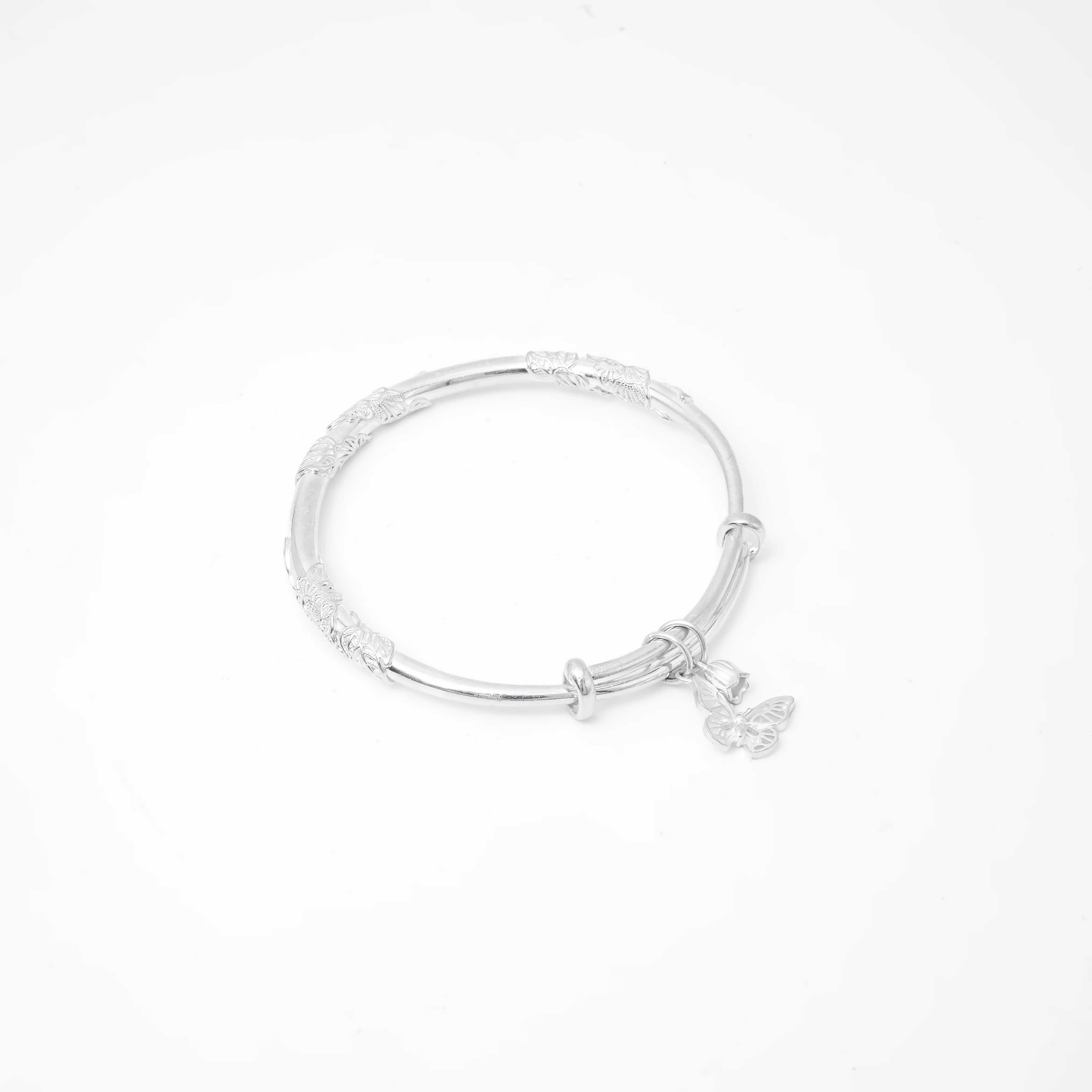 Stylish Silver Kada with Butterfly-Inspired Design and Elegant Detailing. - Image 3