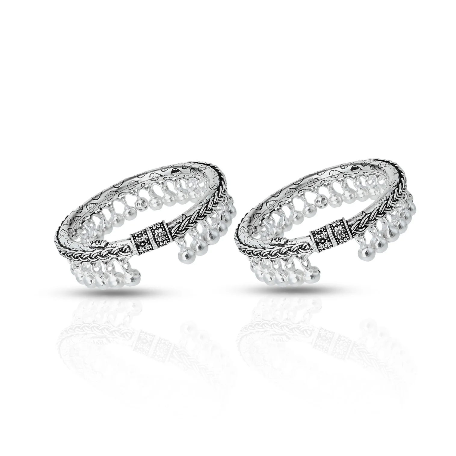 Classic Tangle Design Oxidized Silver Kada for Baby Boy Legs, Khushbu Jewellers - Image 2