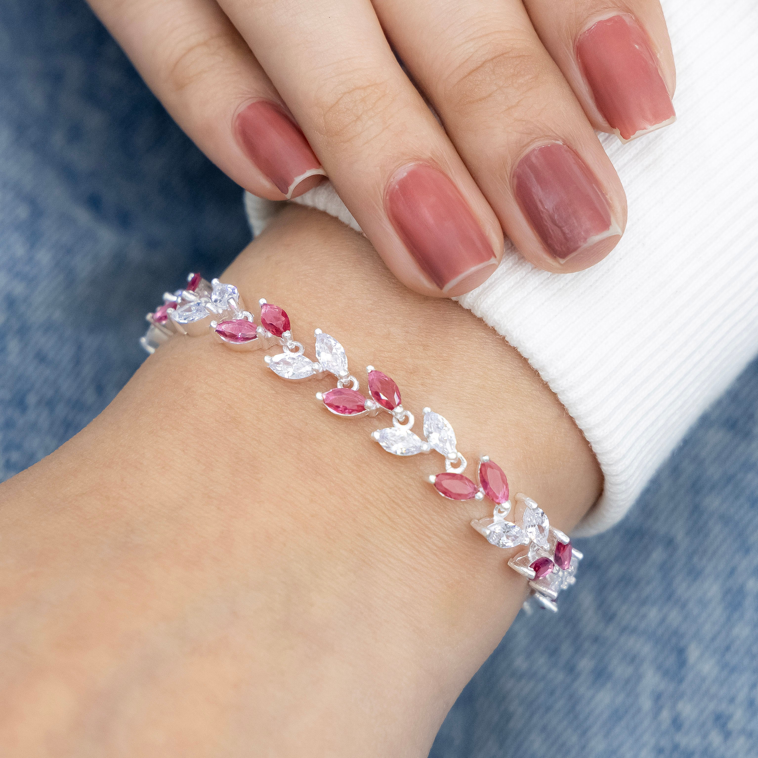 Three Colour Pattern Silver Bracelet (Any Color One Pcs) - Image 8