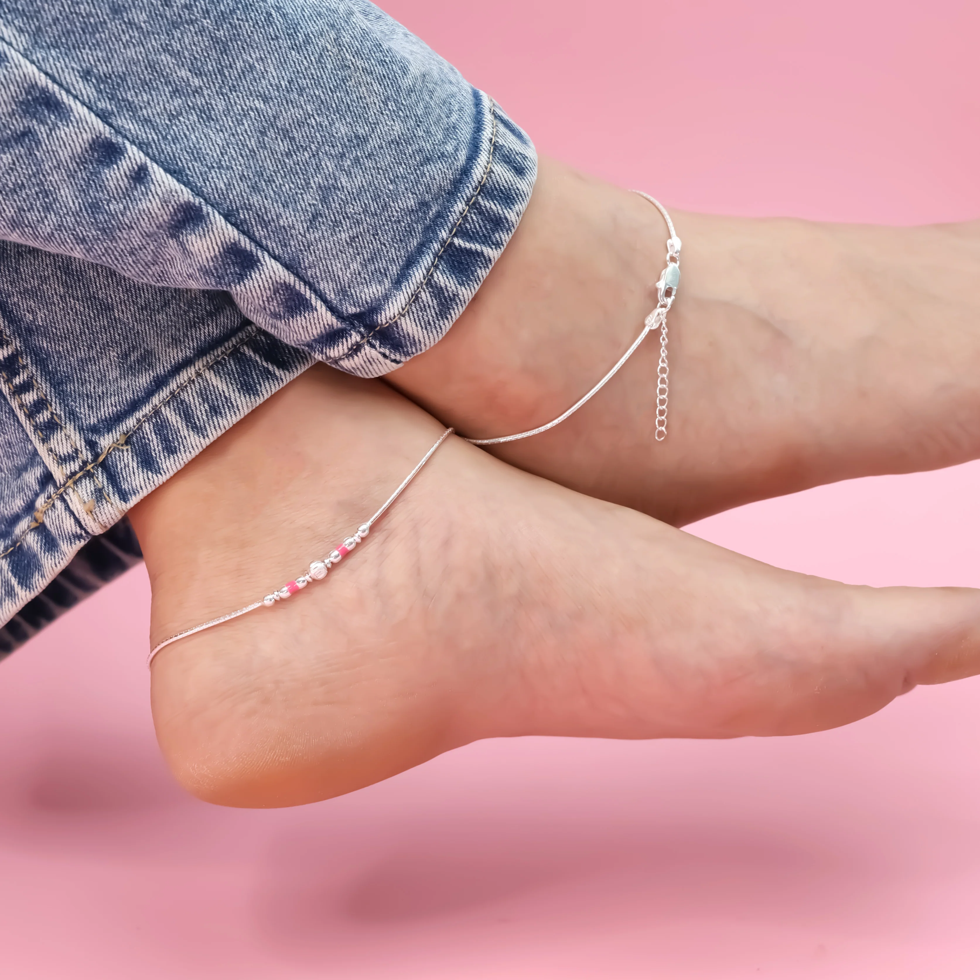 Tiny Buds Silver Anklet