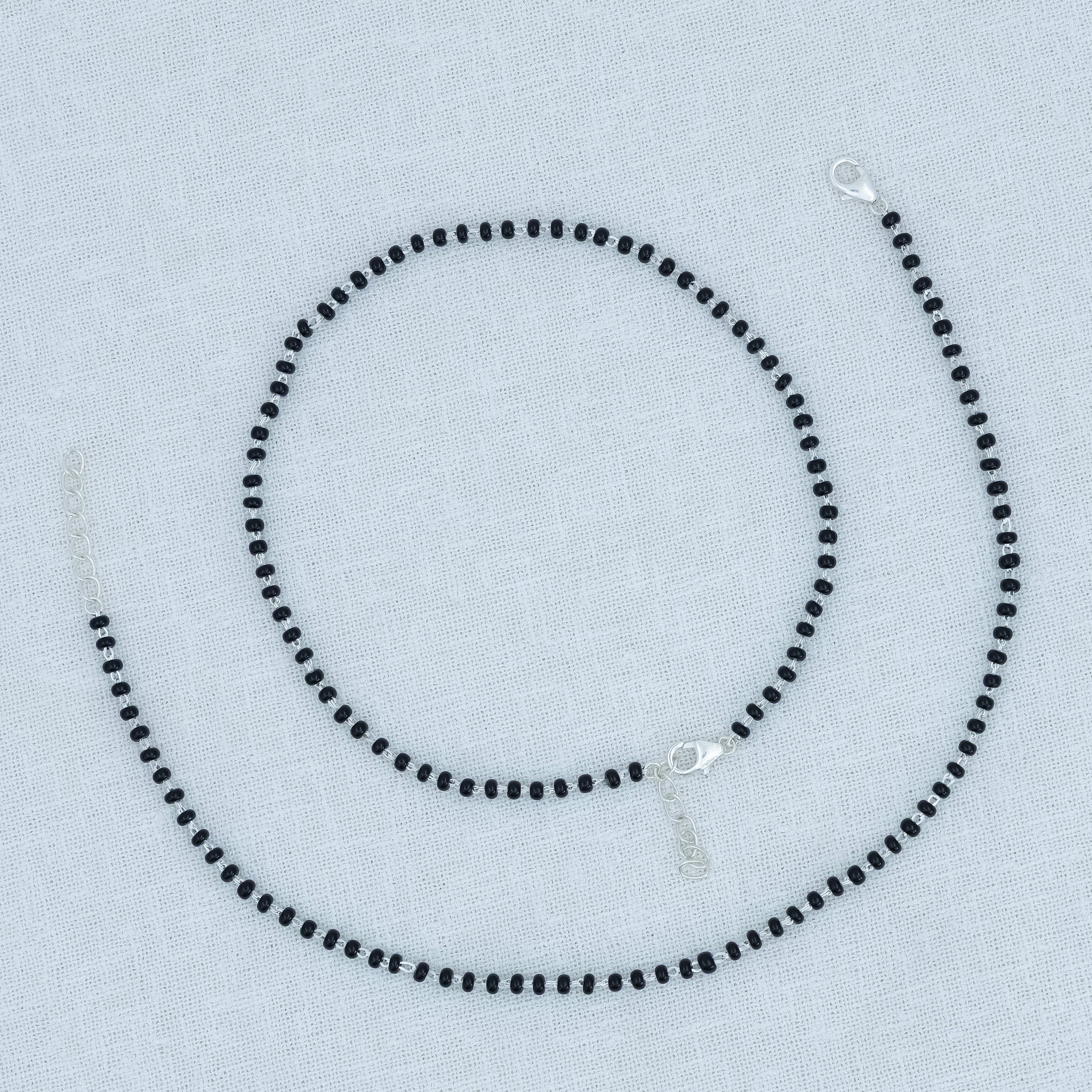 Traditional Daily Wear Silver Black Bead Anklet - Image 5