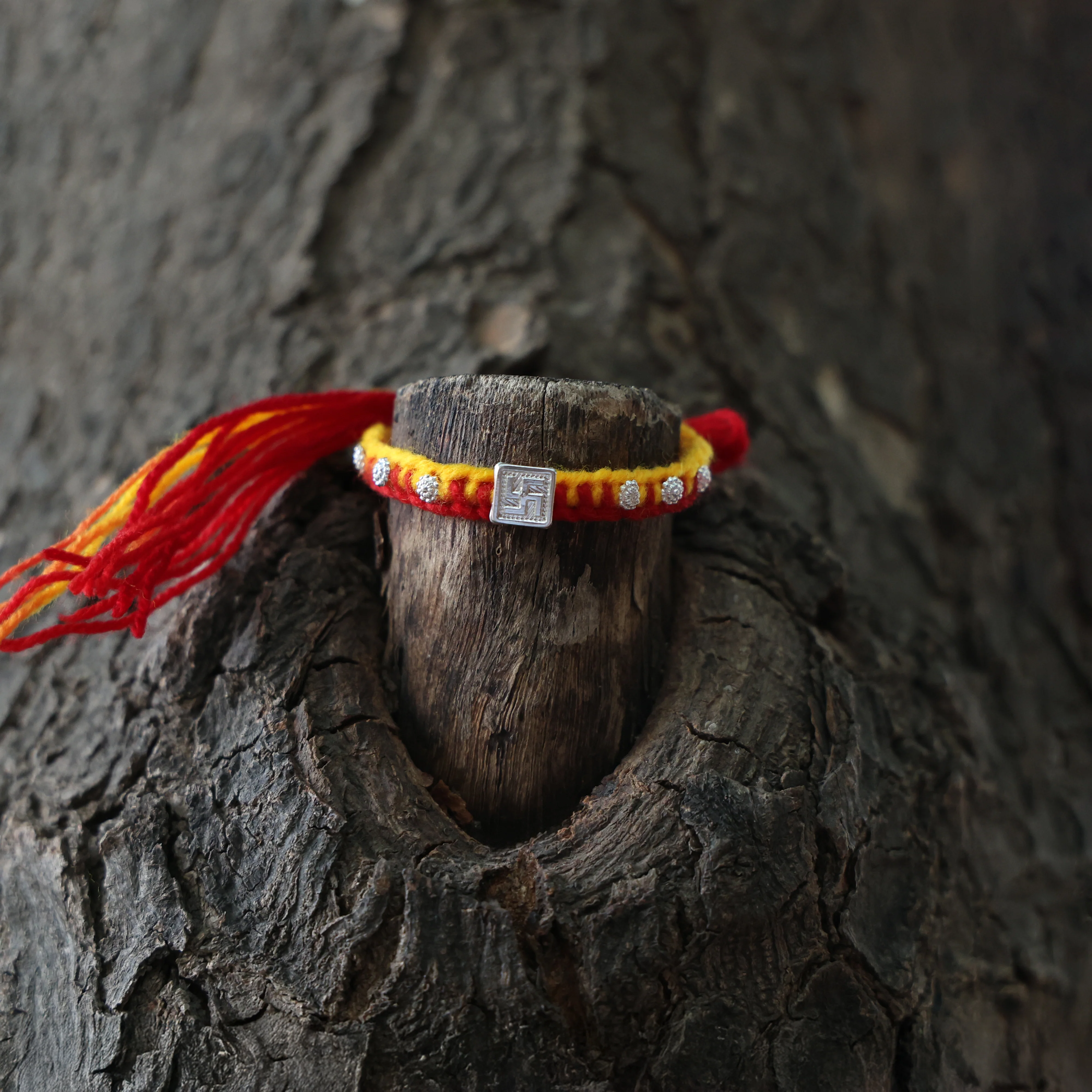 Traditional Swastik Silver Rakhi - Image 4