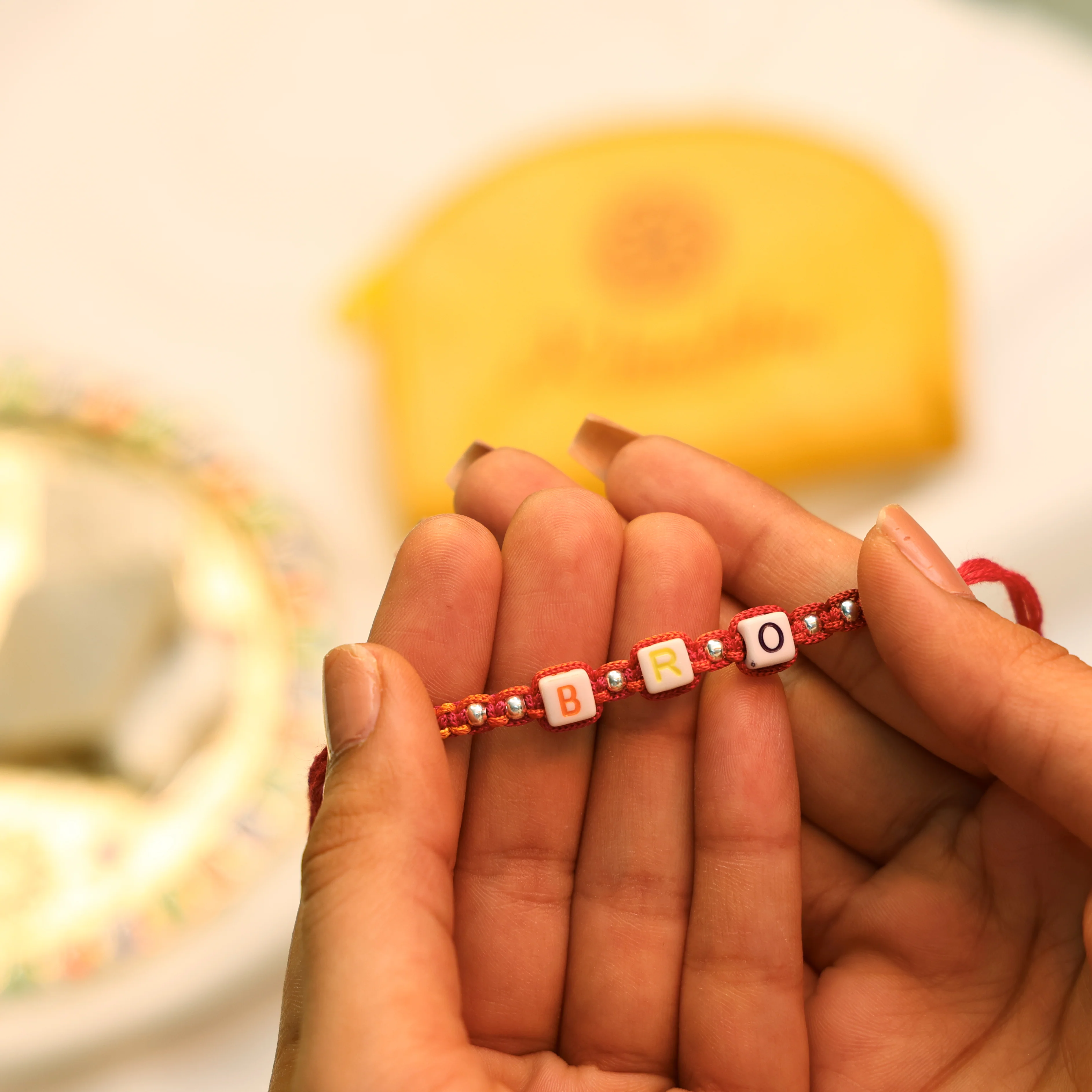 Trendy BRO Letter Silver Rakhi - Image 3