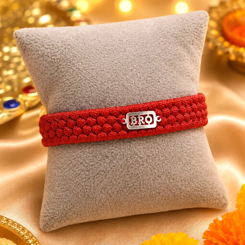Trendy BRO Silver Rakhi Gift for Bhai - Image 6
