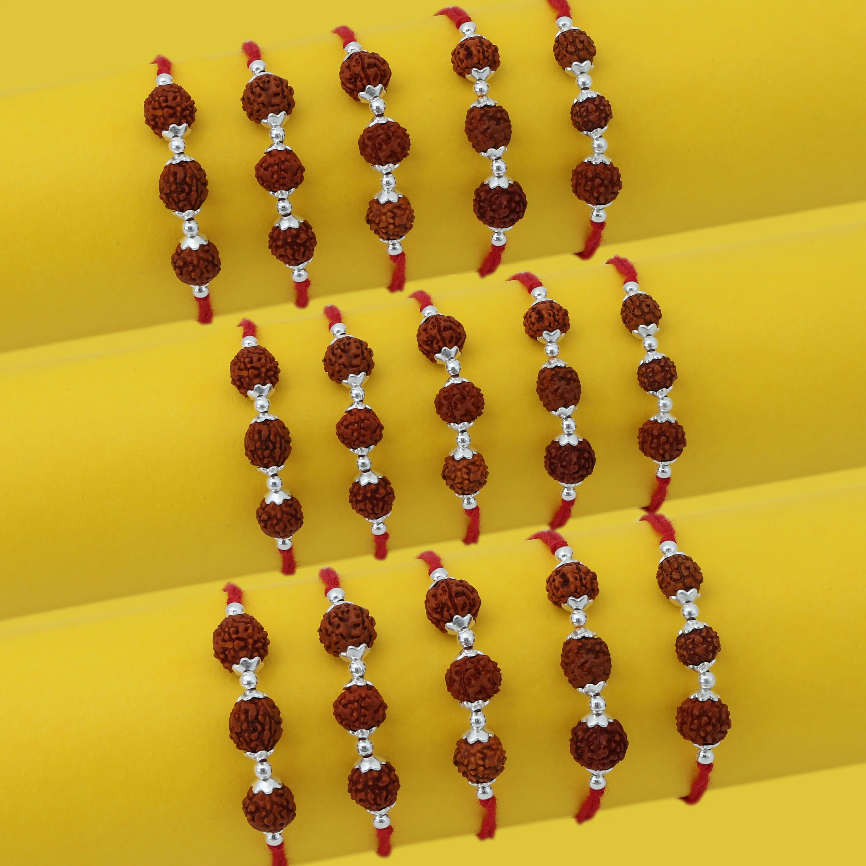 Trio Rudraksh Rakhi in Silver - Image 8