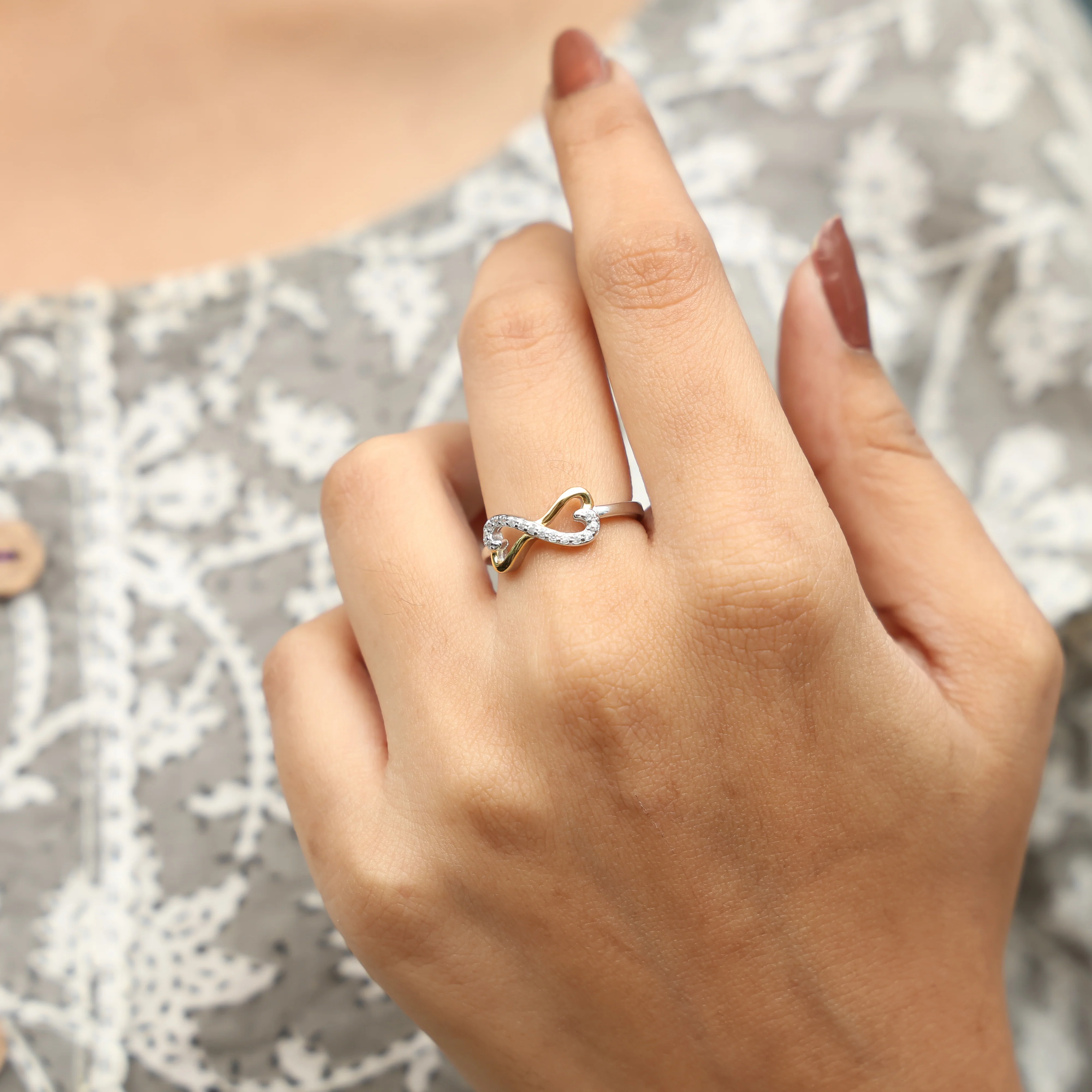 Twin Heart Infinity Silver Ring - Image 2