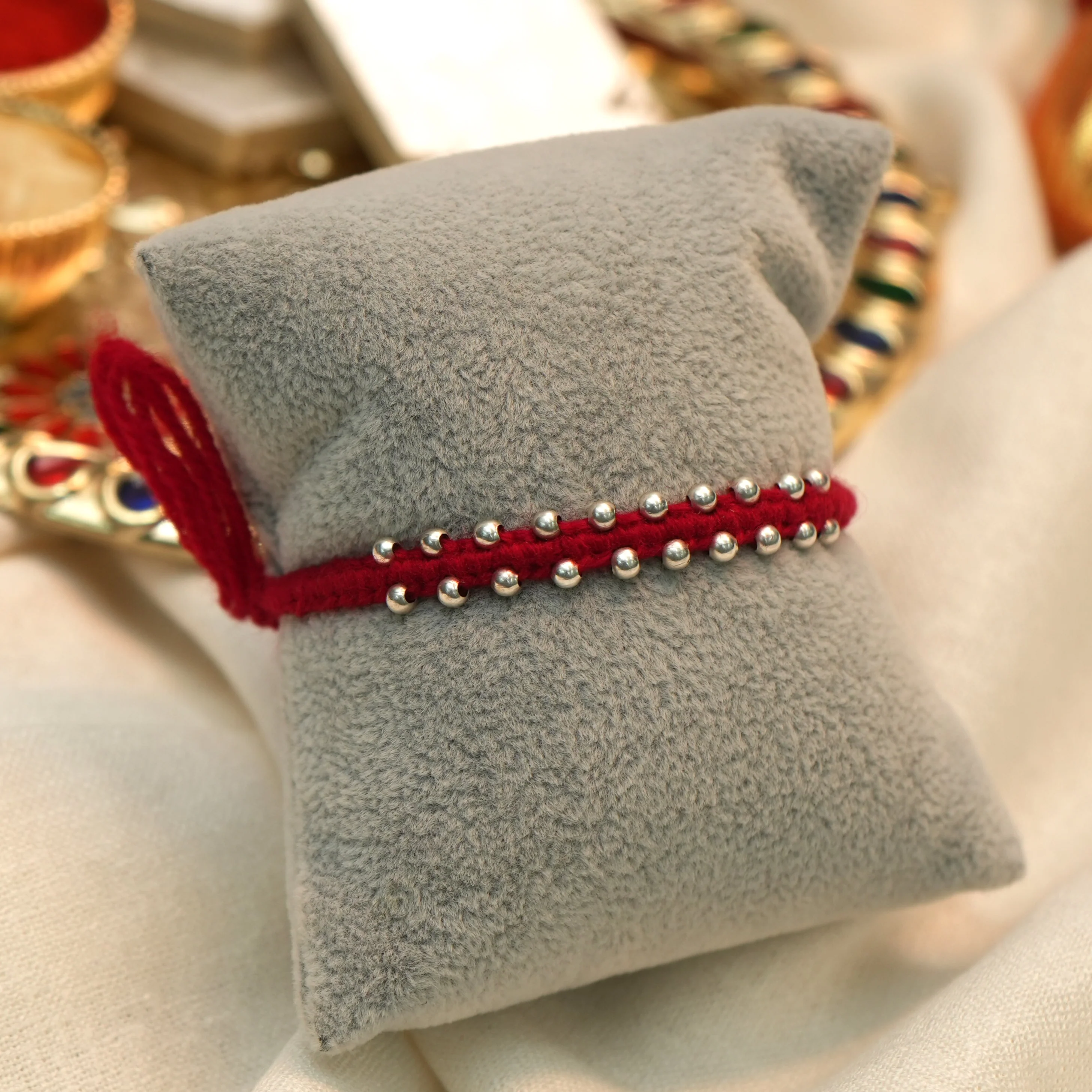 Unique Silver Rakhi with Bud Details - Image 9