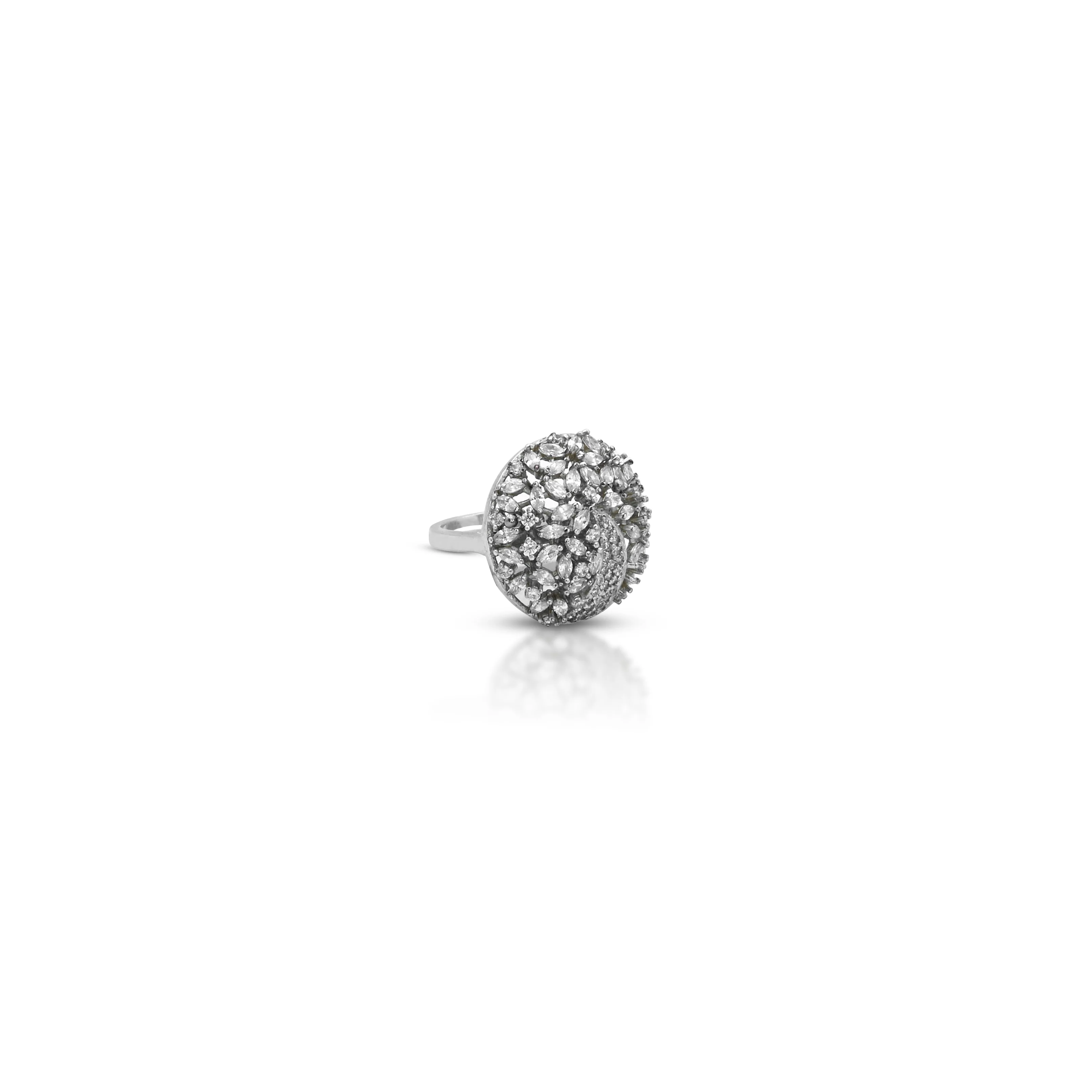 Unique Silver Ring with a Flourish of White Crystals. - Image 3