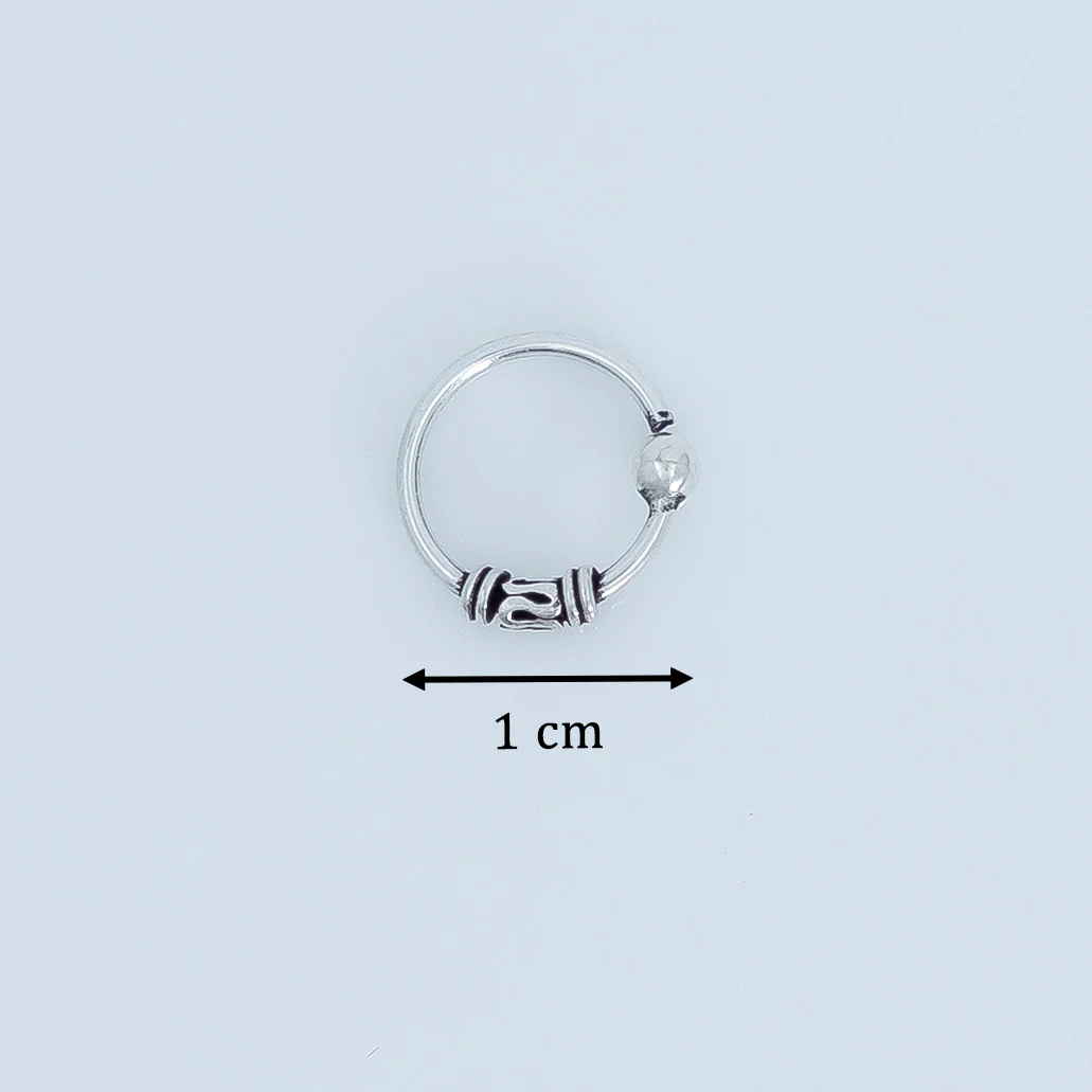 Vintage Silver Nose Ring with Bead Detailing - Image 3