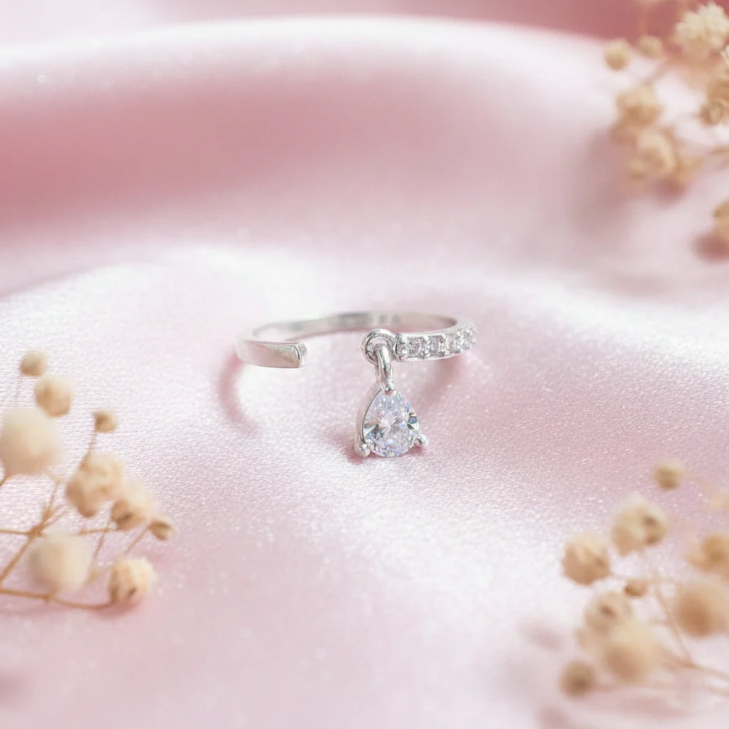 Waterdrop Latkan Adjustable Silver Ring - Image 9