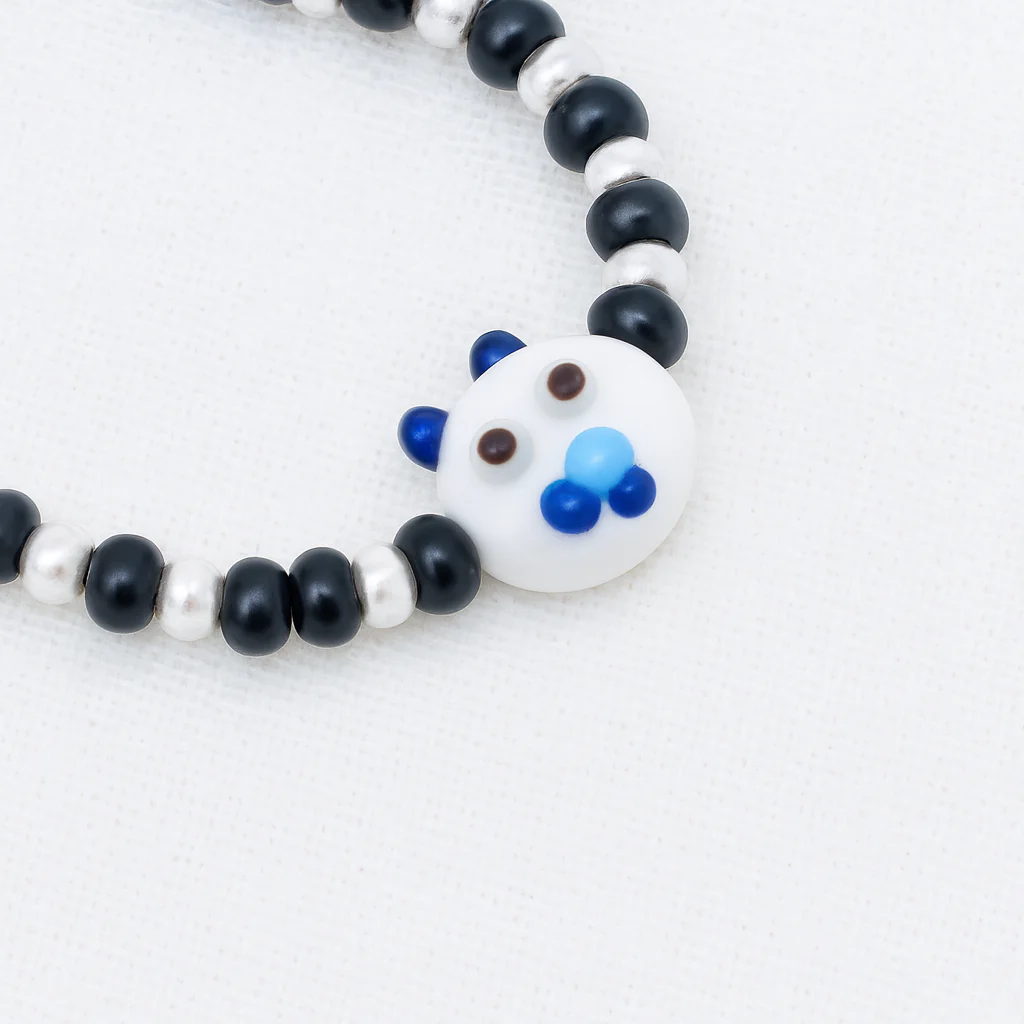 White Playful Silver & Black Beaded baby Bracelet - Image 5