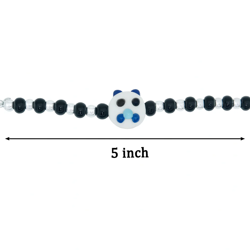White Playful Silver & Black Beaded baby Bracelet - Image 6