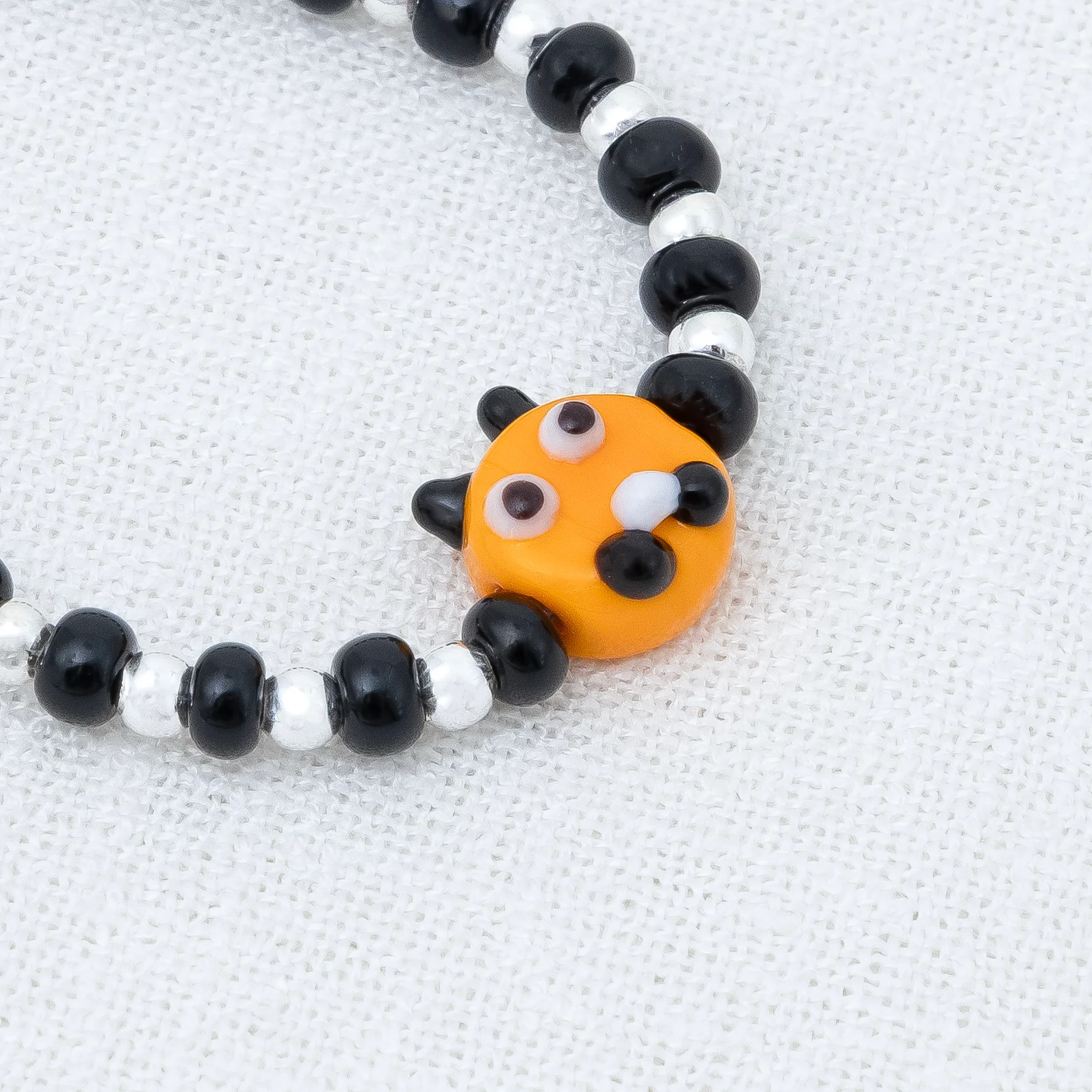 Yellow Playful Silver & Black Beaded baby Bracelet - Image 4